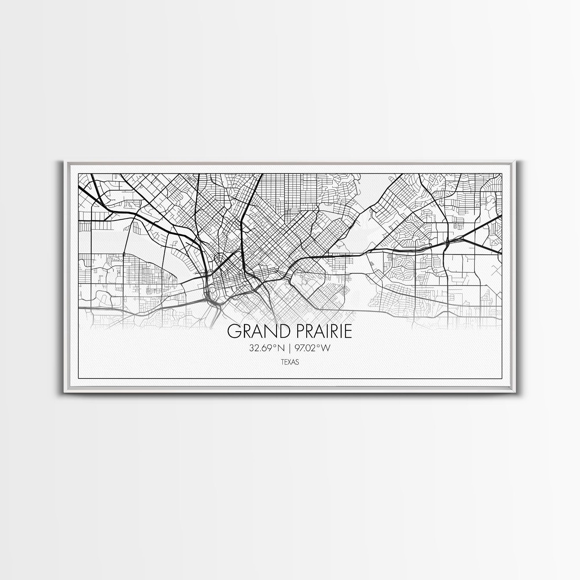 Grand Prairie City Map, Texas Map, Map Art, Minimalist Art, Wall Art, Canvas Art, Log Cabin Décor, Ranch Wall Art, Texas Wall Art, Prints