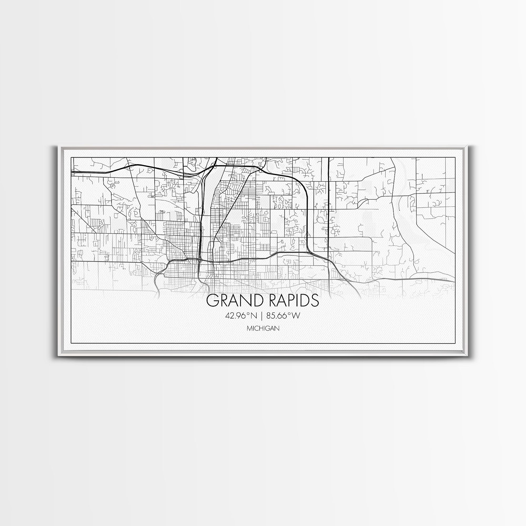 Grand Rapids City Map, Michigan Map, Map Art, Minimalist Art, Wall Art, Canvas Art, Graduation Gift, Modern Farmhouse Wall Art, Office Art