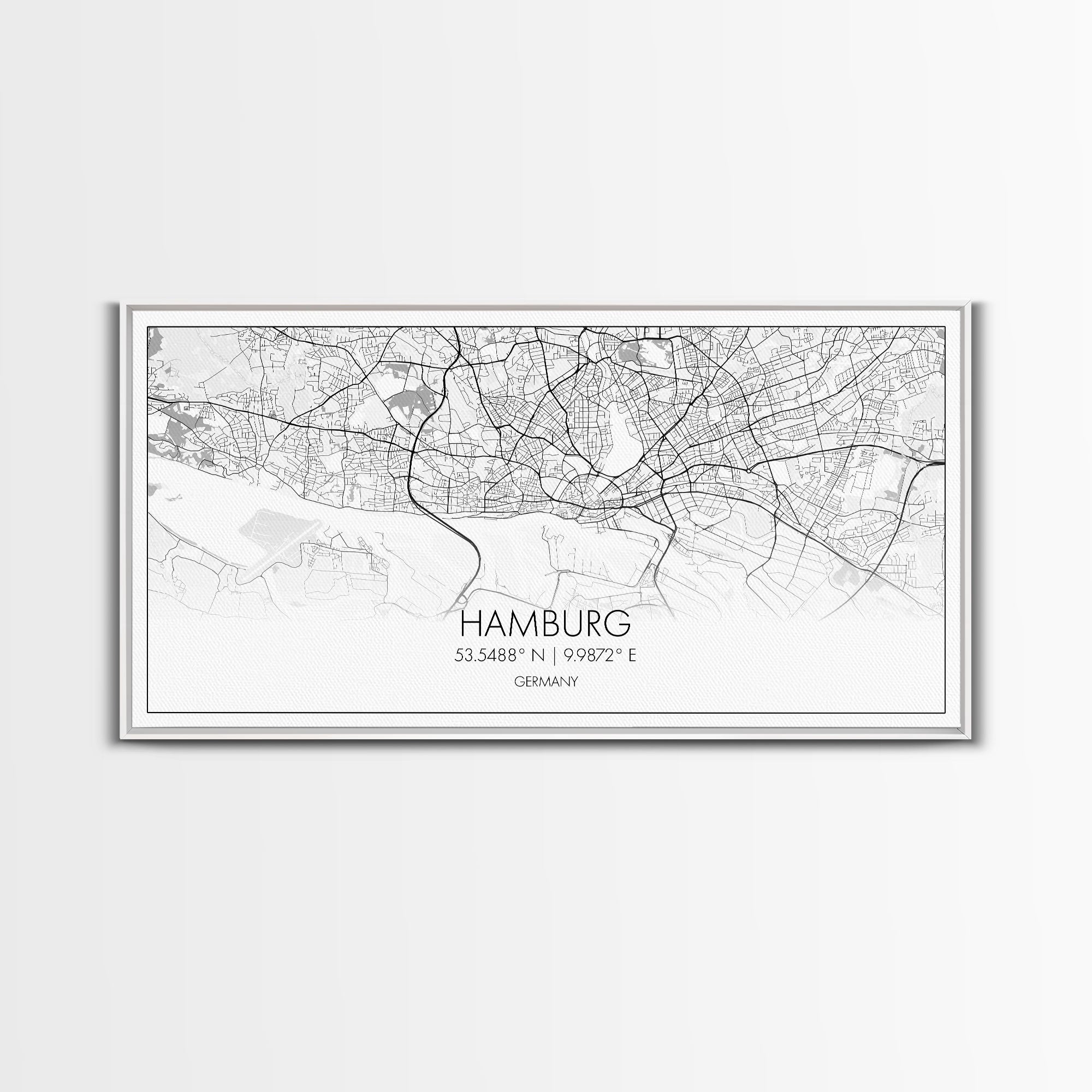 Hamburg City Map, Germany Map, Map Art, Minimalist Art, Wall Art, Canvas Art, Europe Wall Art, Gifts For Dad, Office Wall Art, Unique Art