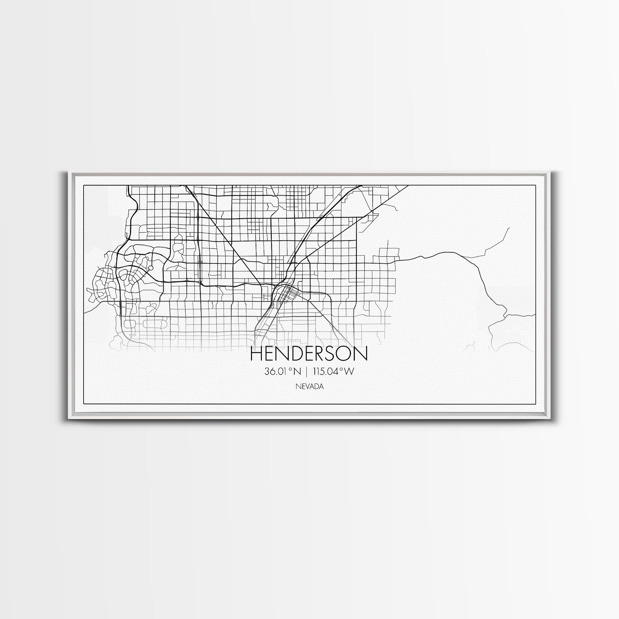 Henderson City Map, Nevada Map, Map Art, Minimalist Art, Wall Art, Canvas Art, Office Art, Cabin Gifts, Hanging Wall Décor, Trendy Wall Art