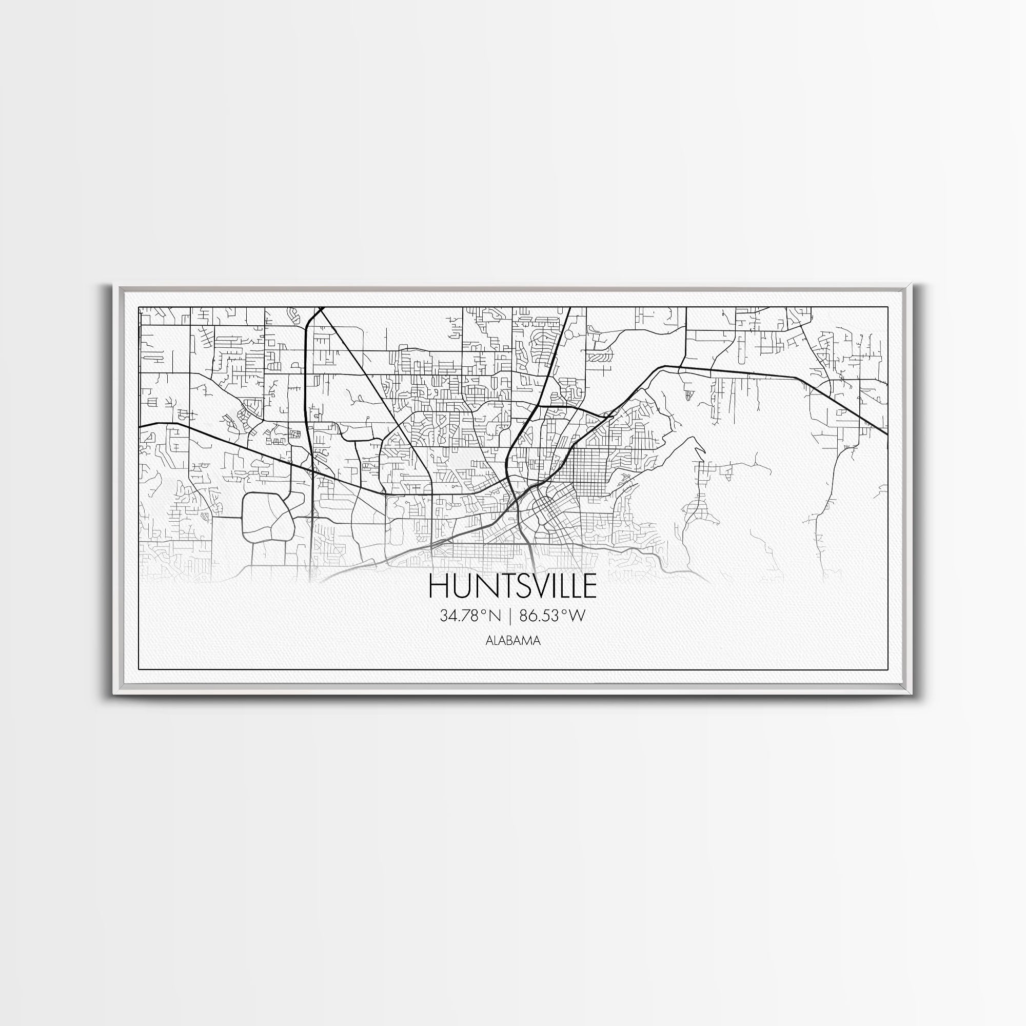 Huntsville City Map, Alabama Map, Map Art, Modern Art, Wall Art, Canvas Art, Country Wall Décor, Gifts For Her, Room Décor For Teens, Prints