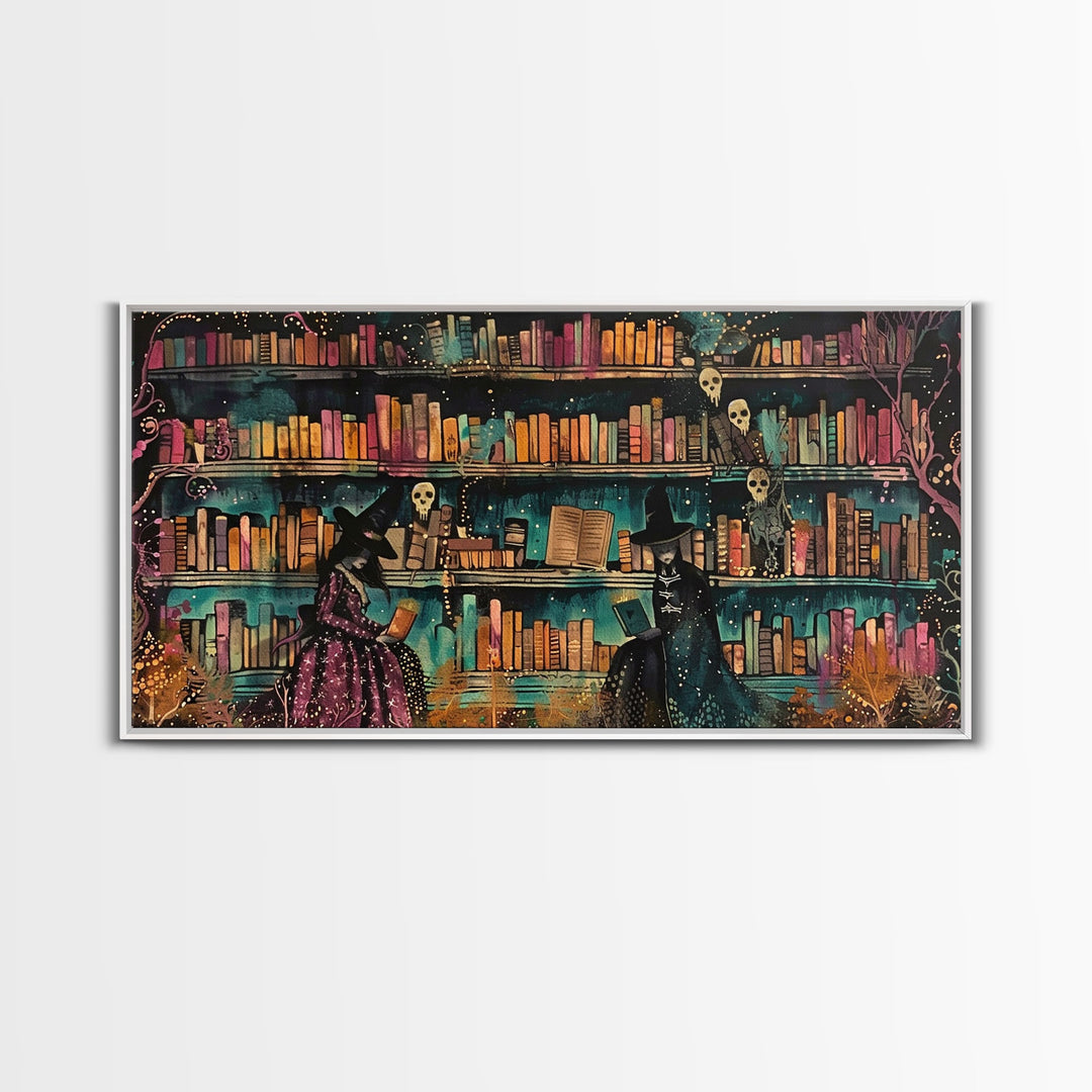 The Witch's Library Framed Canvas Print - Spooky Season Wall Art - Spooky Season - Spooky Decor - Halloween Wall Art