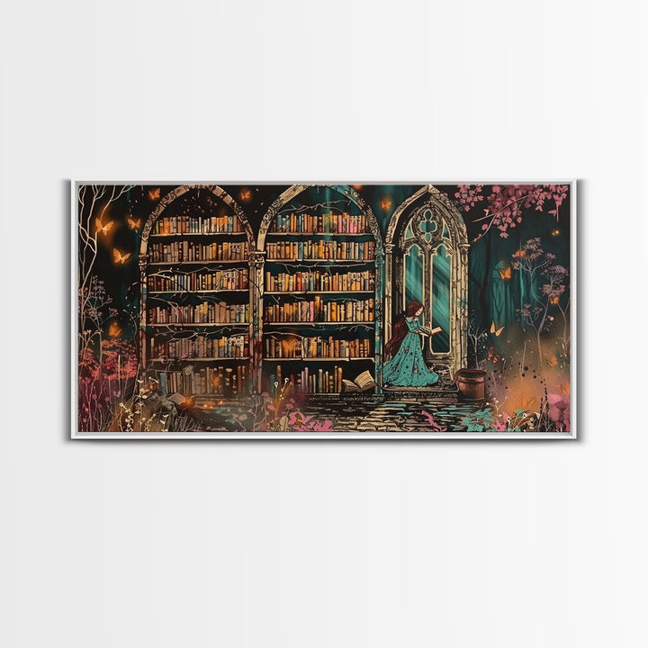 The Witch's Library Framed Canvas Print - Spooky Season Wall Art - Spooky Season - Spooky Decor - Halloween Wall Art