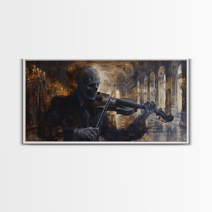 The Spectre Violinist, Specter, Framed Canvas Print, halloween Decor, Halloween Wall Art, Halloween Painting Seasonal Decor