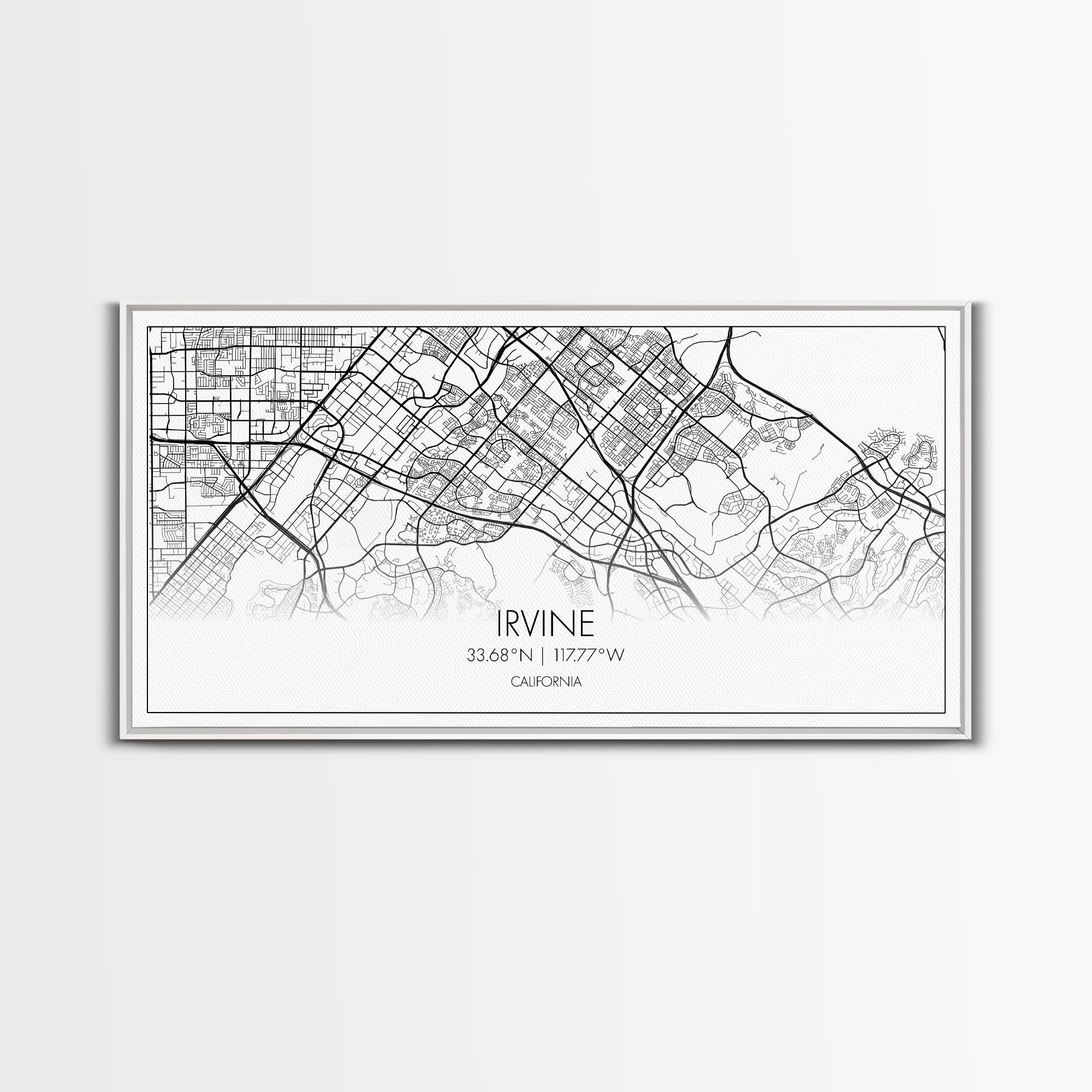 Irvine City Map, California Map, Map Art, Modern Art, Wall Art, Canvas Art, Bedroom Wall Décor, Engagement Gift, Tiny Home Décor, Home Décor