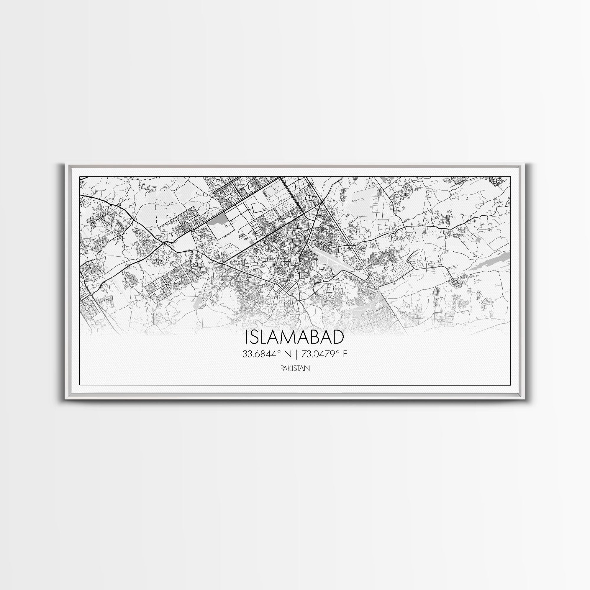 Islamabad City Map, Pakistan Map, Map Art, Modern Art, Wall Art, Canvas Art, Travel Wall Art, Office Wall Print, Gifts For Him, Room Décor