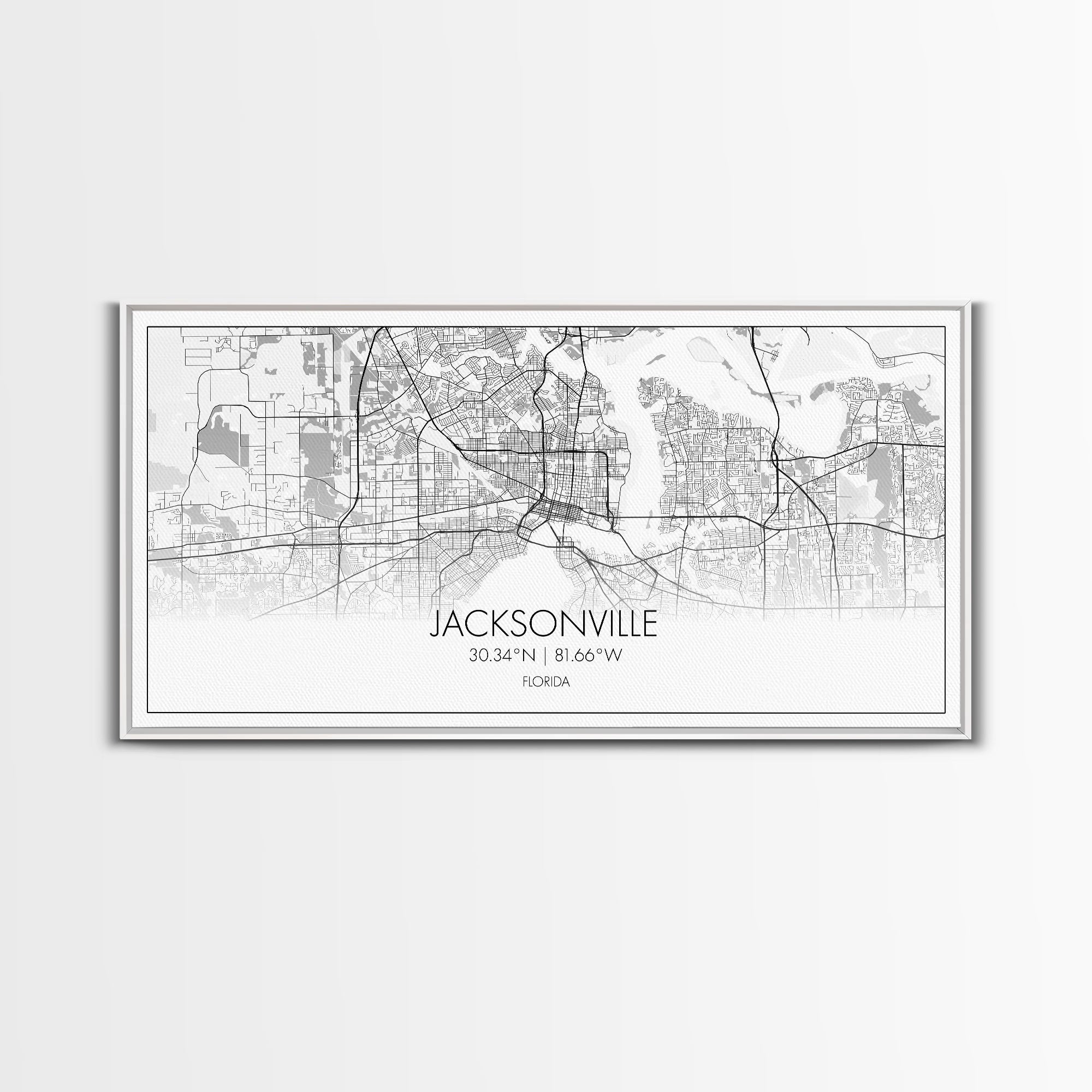 Jacksonville City Map, Florida Map, Map Art, Modern Art, Wall Art, Canvas Art, Bar Cart Art, Wall Print Trendy, Girlfriend Gift, Office Art