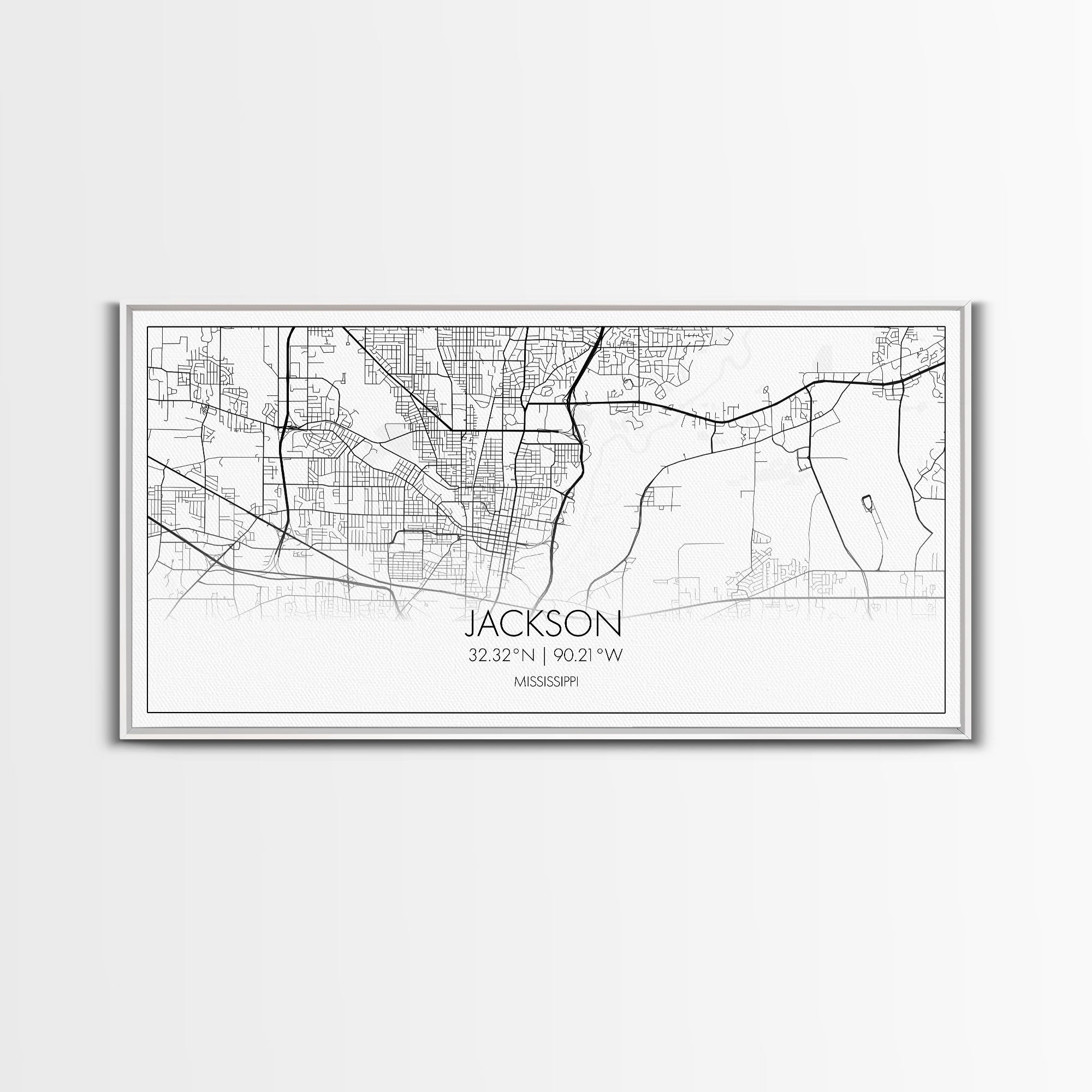 Jackson City Map, Mississippi Map, Map Art, Modern Art, Wall Art, Canvas Art, Apartment Wall Décor, Modern Farmhouse Art, Gift For Men