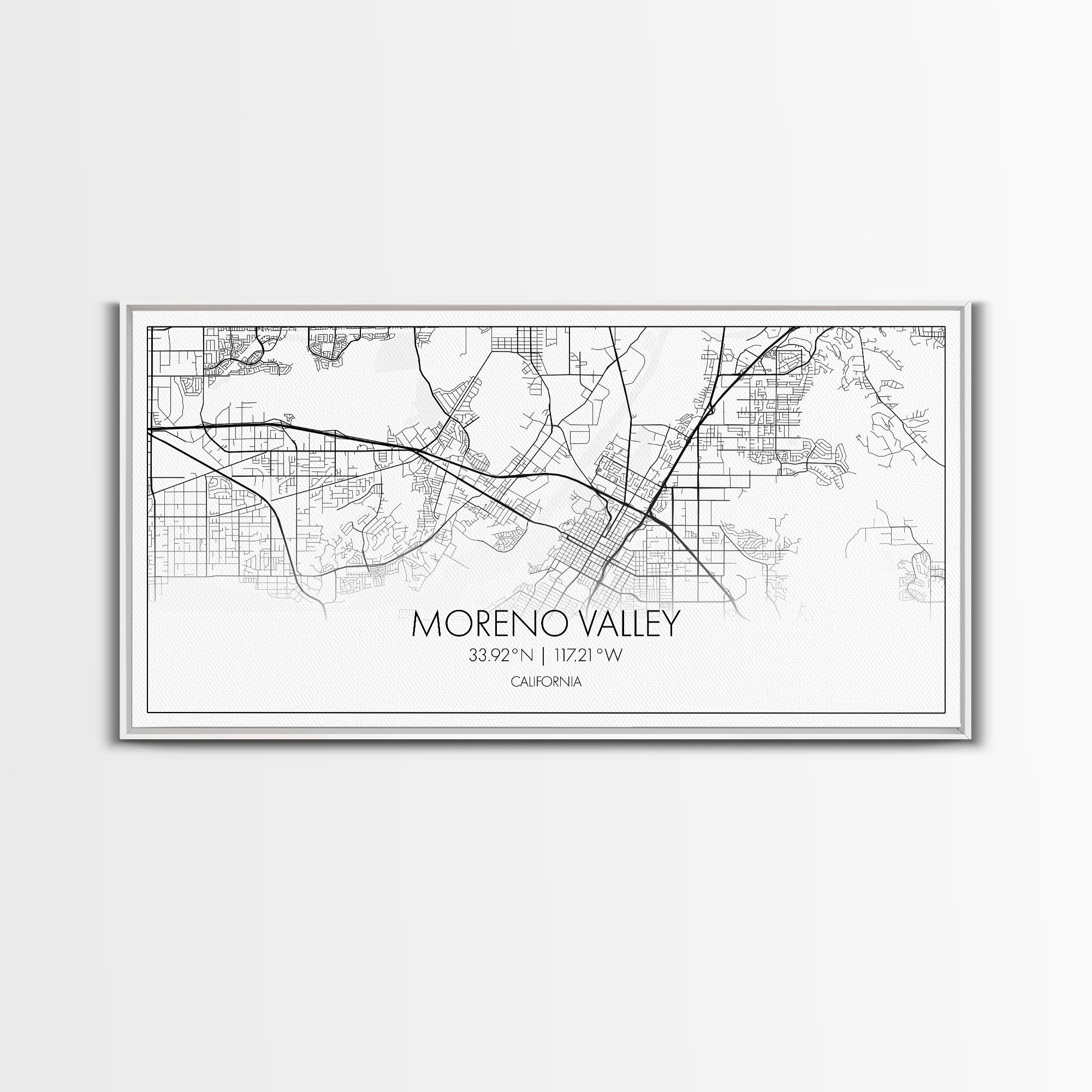 Moreno Valley City Map, California Map, Map Art, Minimalist Wall Art, Wall Art, Canvas Art, Horizontal Print, PHD Graduation Gift, Office