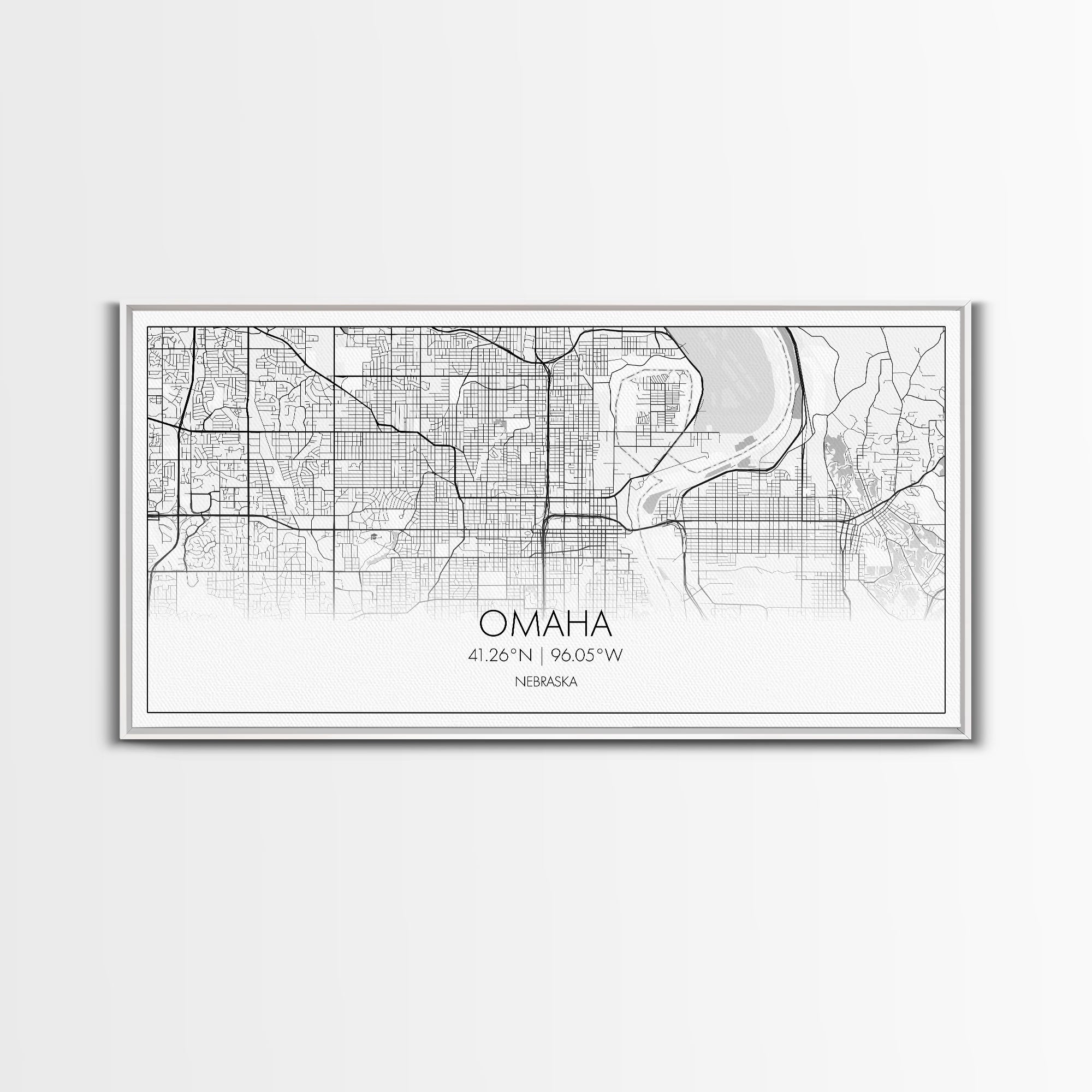 Omaha City Map, Nebraska Art, Map Print, Minimalist Wall Art, Wall Art, Canvas Art, Realtor Thank You, Wall Hanging, Farmhouse Décor