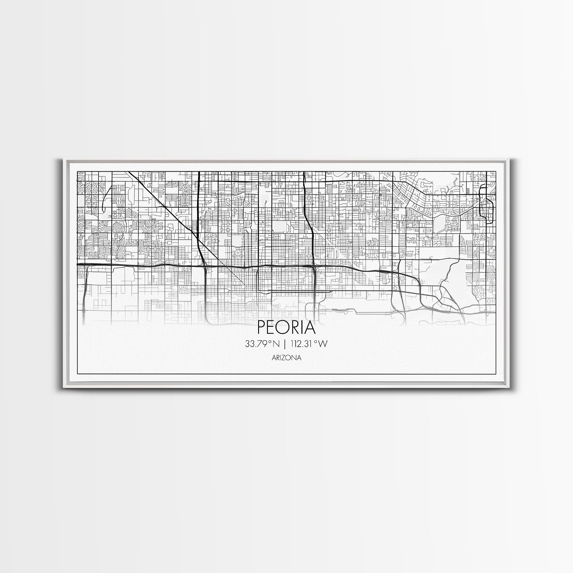 Peoria City Map, Arizona Art, Map Print, Minimalist Wall Art, Wall Art, Canvas Art, Trendy Wall Art, Moving Gift, Boys Bedroom Décor, Prints