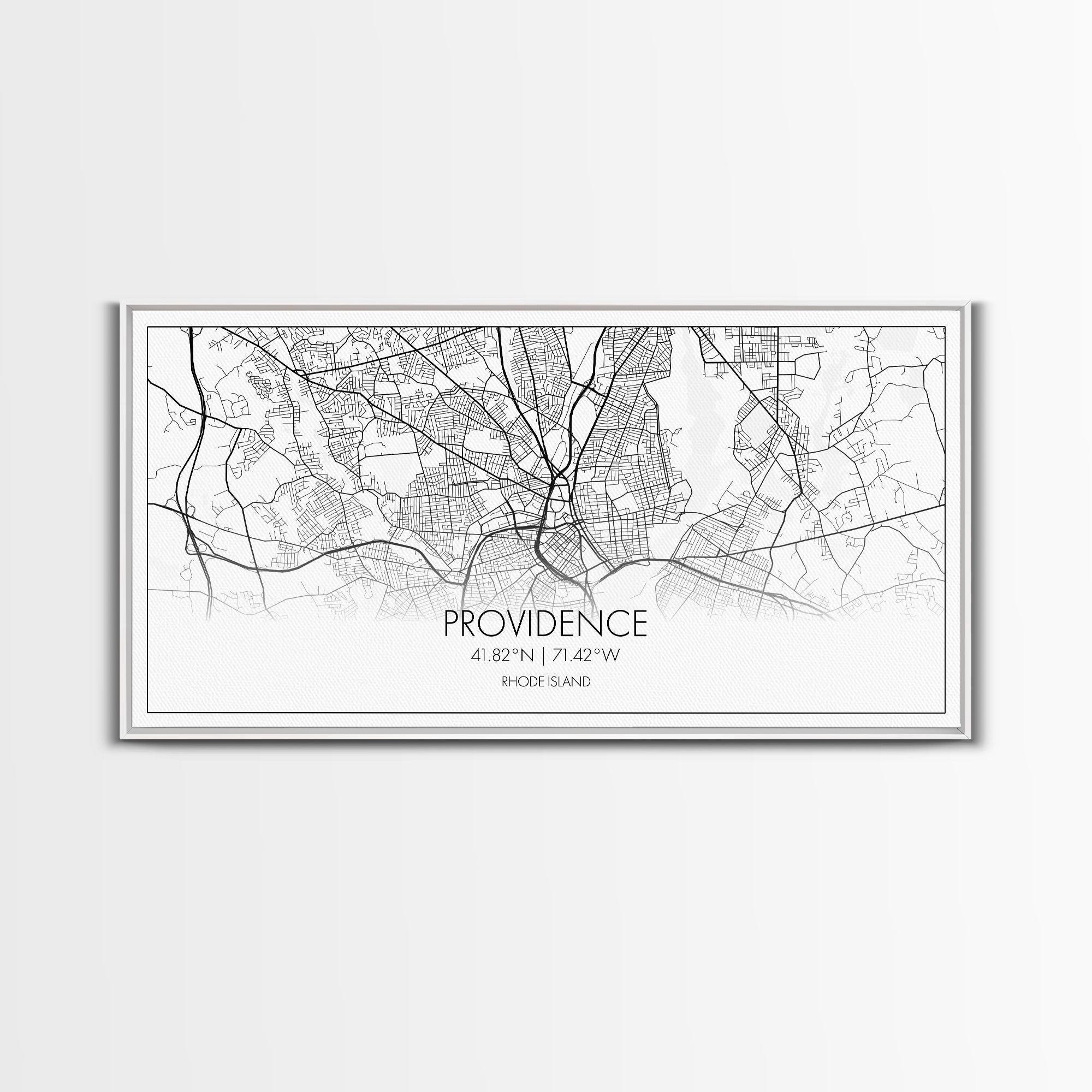 Providence City Map, Rhode Island Art, Map Print, Minimalist Wall Art, Wall Art, Canvas Art, Gifts For Mom, Horizontal Wall Art, Office Art