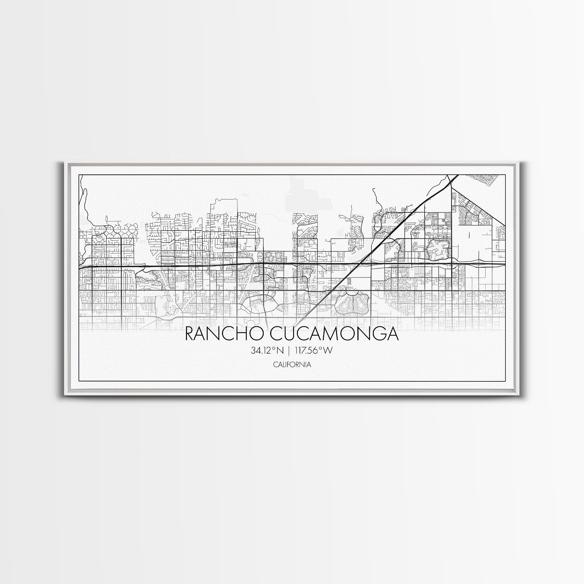 Rancho Cucamonga City Map, California Art, Map Print, Minimalist Wall Art, Wall Art, Canvas Art, Wall Hanging, Wedding Gift, Family Wall Art