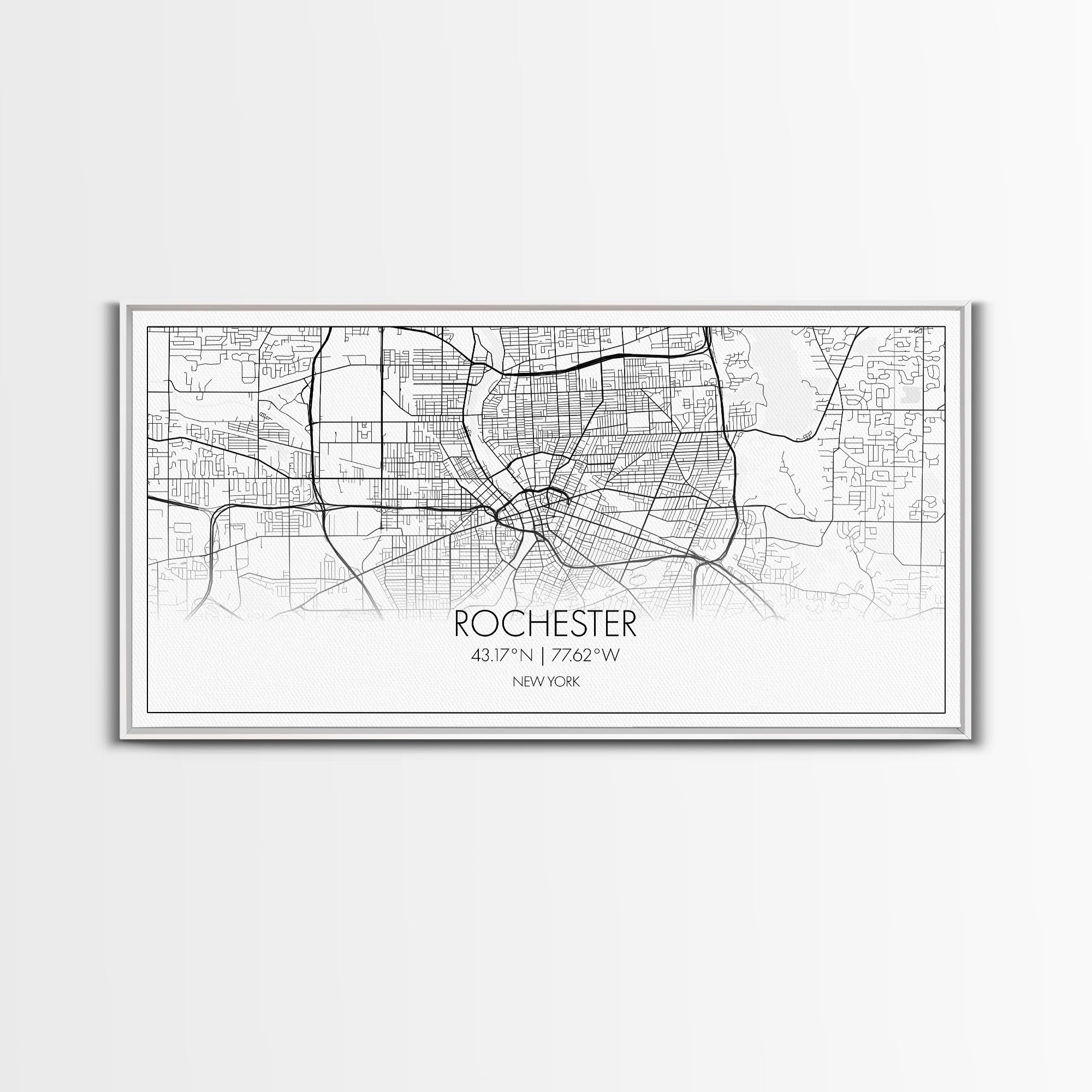 Rochester City Map, New York Art, Map Print, Minimalist Wall Art, Wall Art, Canvas Art, Rustic Wall Art, Wall Deco, Housewarming Gift