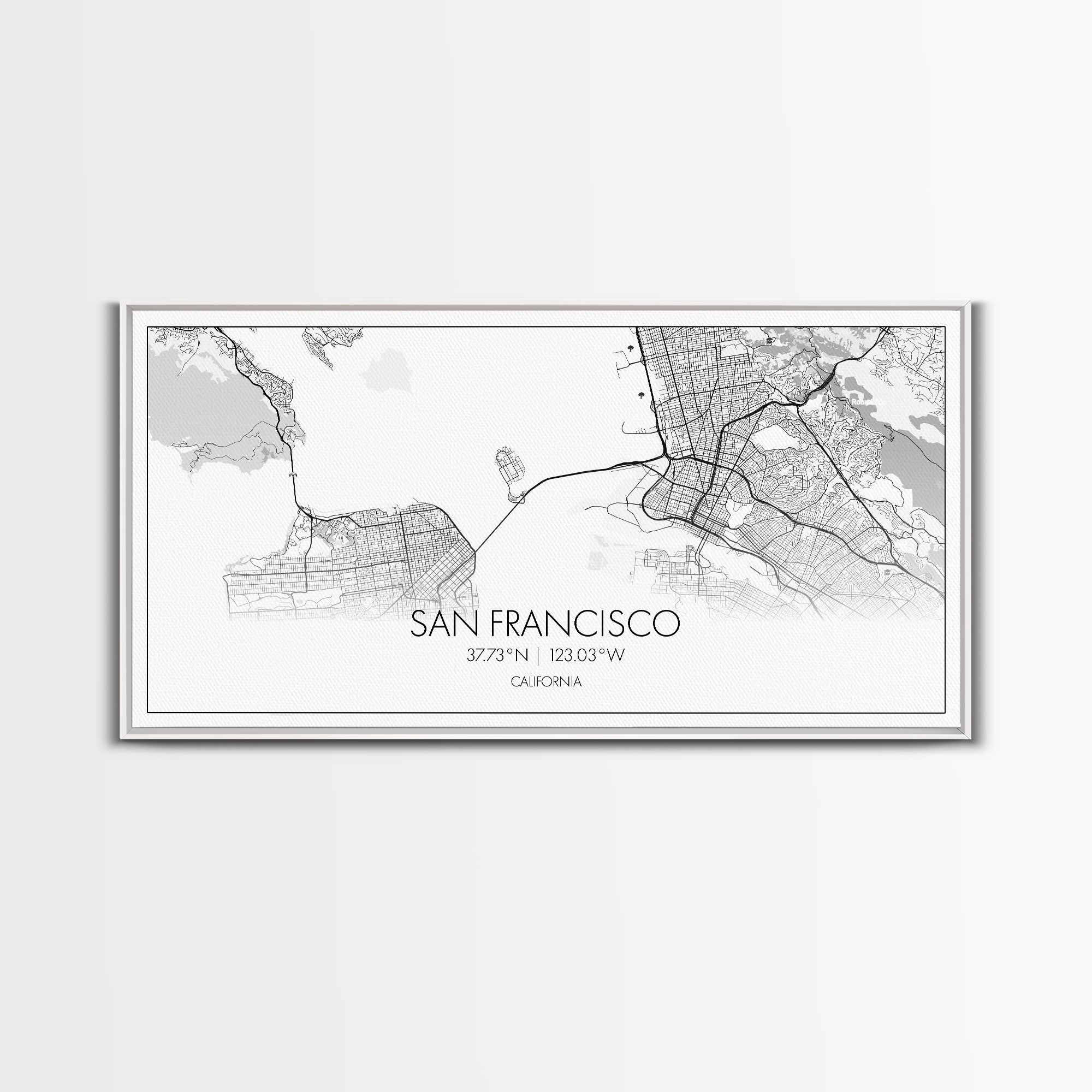 San Francisco City Map, California Art, Map Print, Modern Wall Art, Wall Art, Canvas Art, Bookshelf Décor, Dining Room Prints, City Wall Art