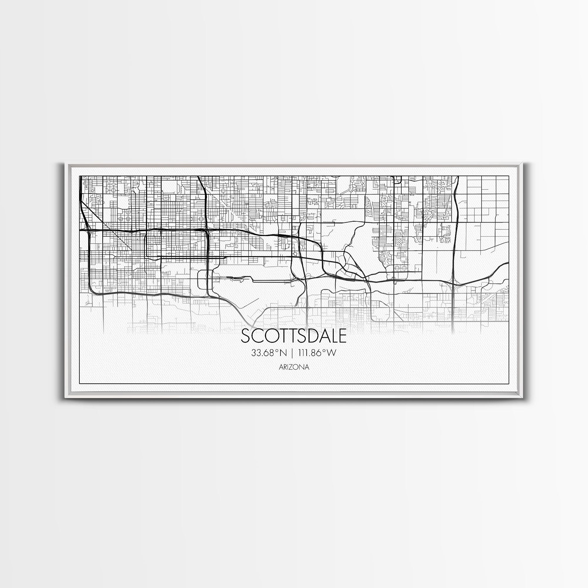 Scottsdale City Map, Arizona Art, Map Print, Modern Wall Art, Wall Art, Canvas Art, Teen Boy Wall Art, RV Décor, Realtor Thank You, Room Art