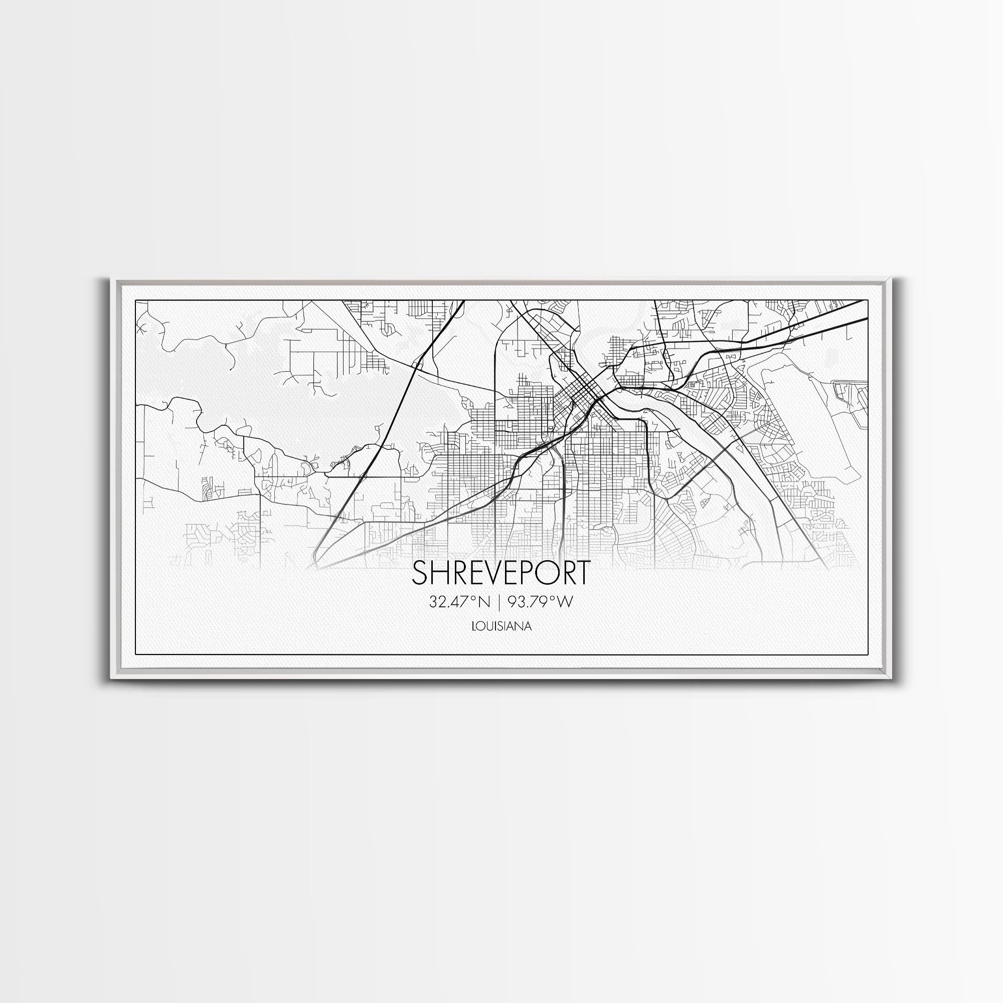 Shreveport City Map, Louisiana Art, Map Print, Modern Wall Art, Wall Art, Canvas Art, Dining Room Décor, Boho Wall Art, Congratulations Gift