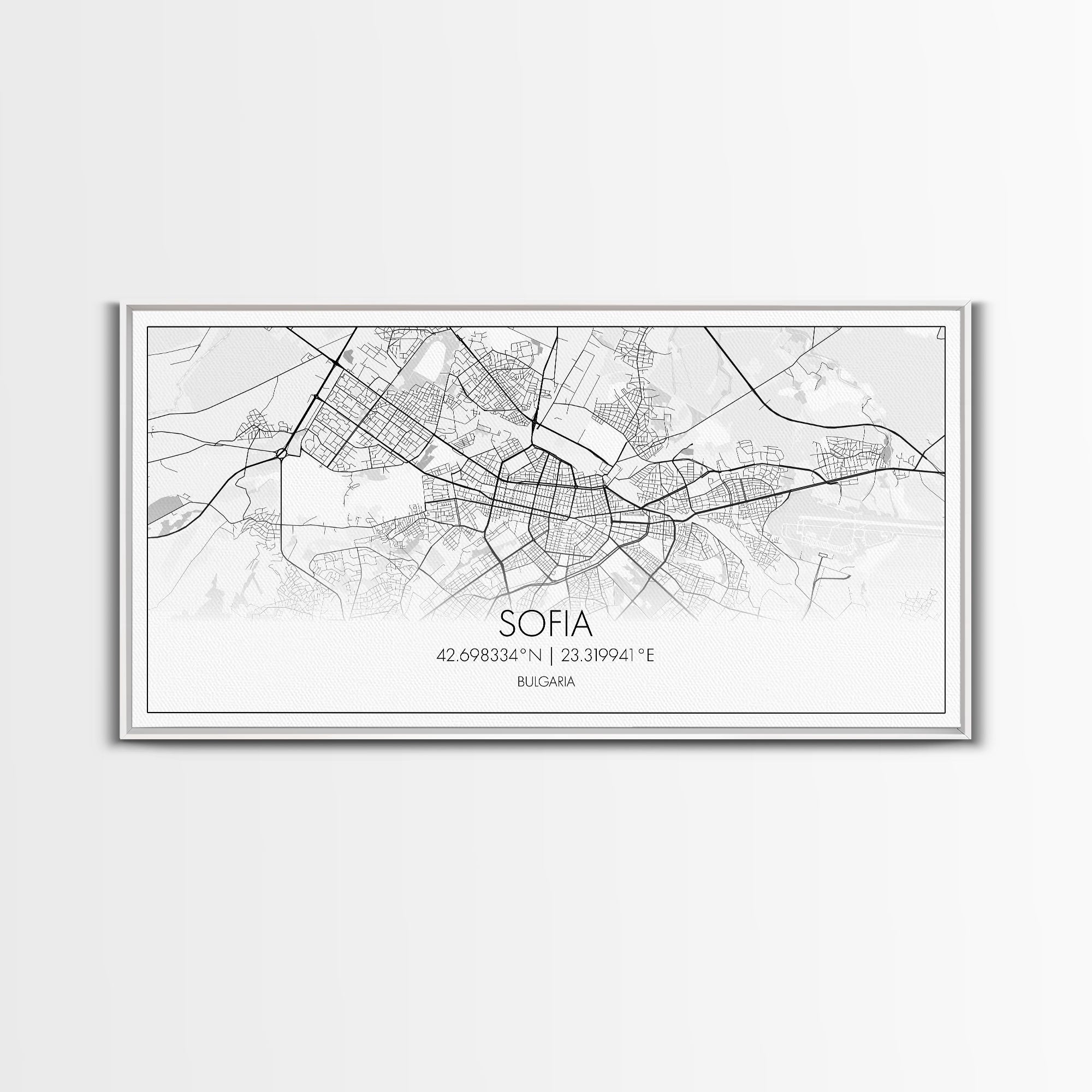 Sofia City Map, Bulgaria Art, Map Print, Modern Wall Art, Wall Art, Canvas Art, European Wall Art, First Home Gift, Boys Bedroom Décor