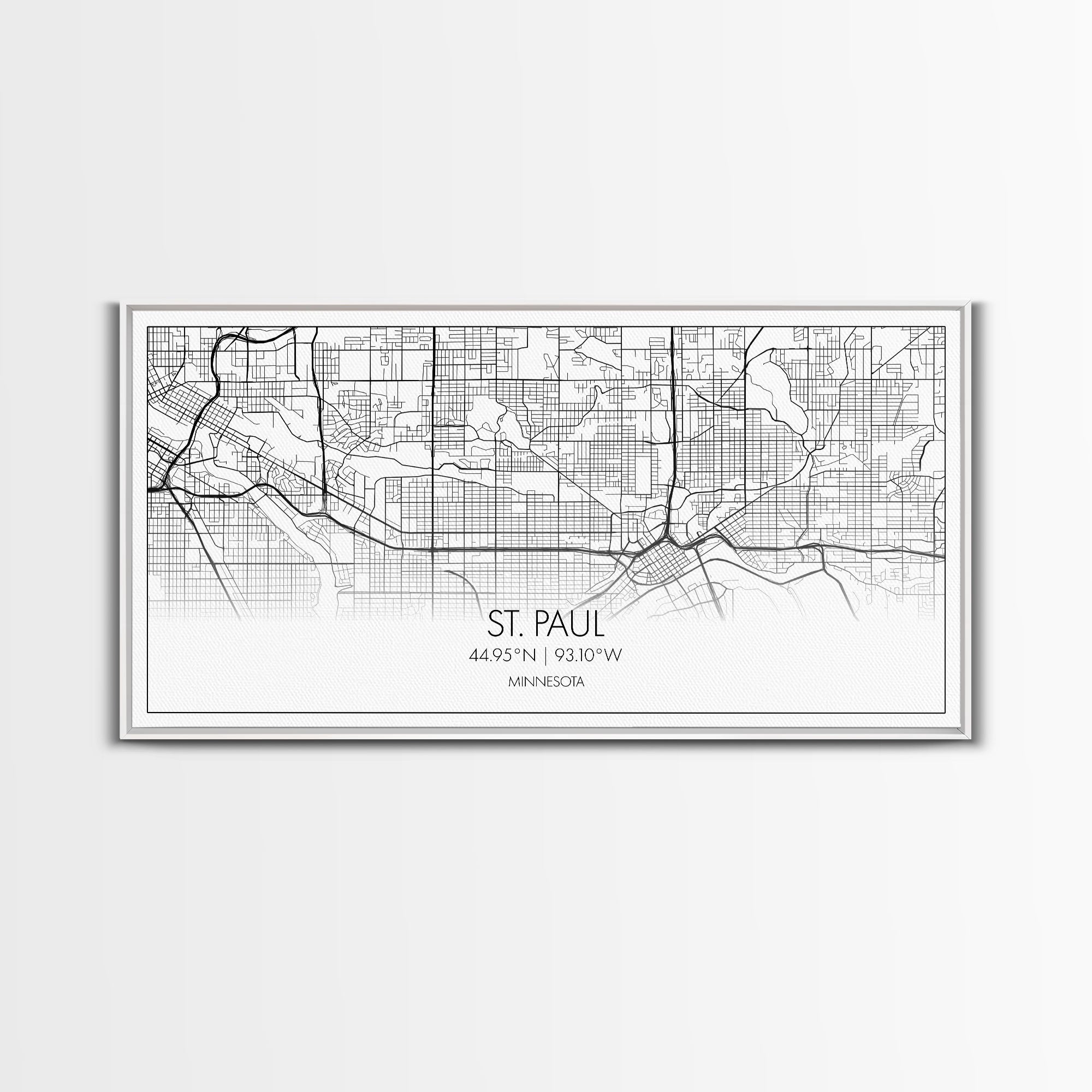 St Paul City Map, Minnesota Art, Map Print, Modern Wall Art, Wall Art, Canvas Art, Bedroom Teen Girl Art, Newlywed Gift, College Dorm Décor