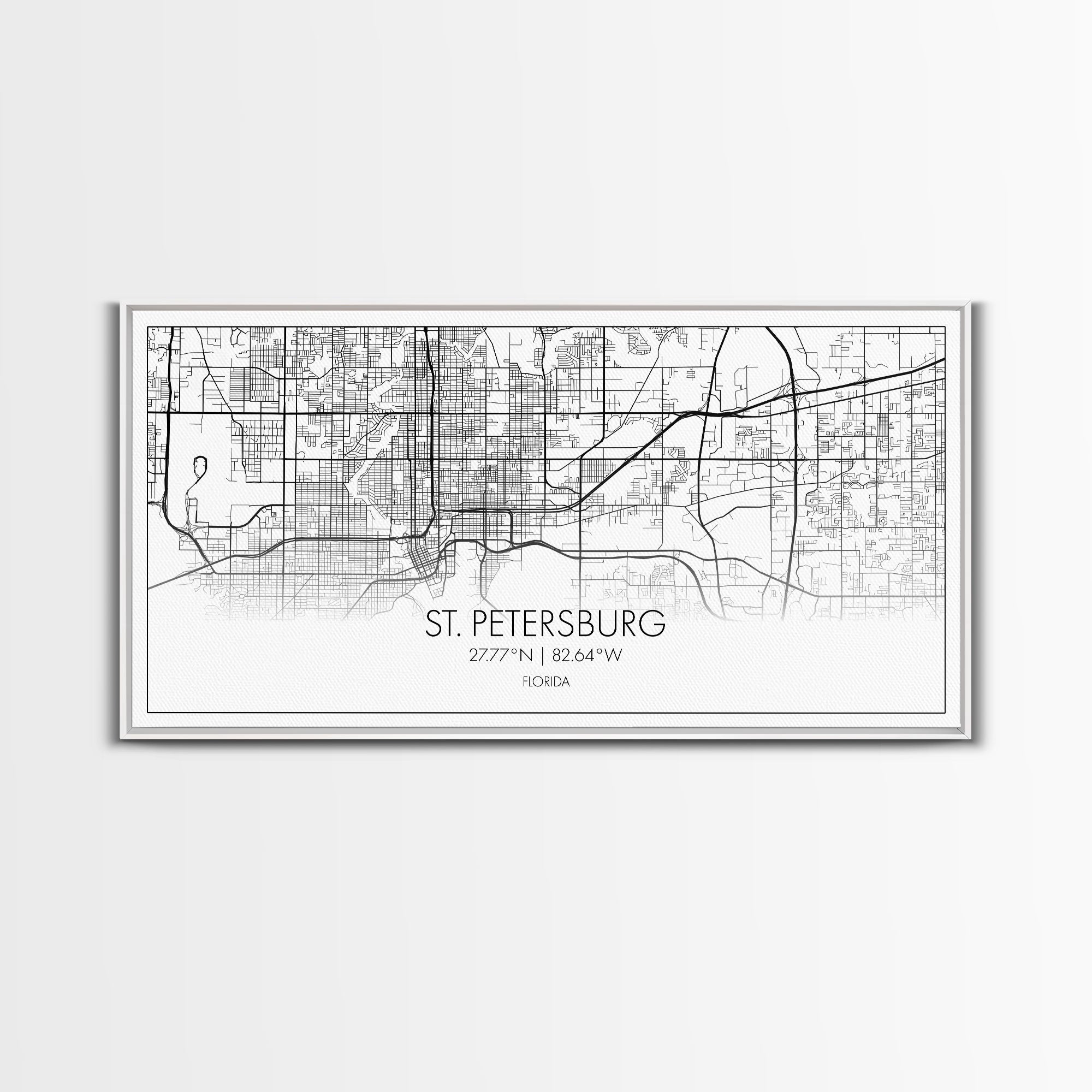 St Petersburg City Map, Florida Art, Map Print, Modern Wall Art, Wall Art, Canvas Art, First Home Gift, Ranch House Décor, Office Prints