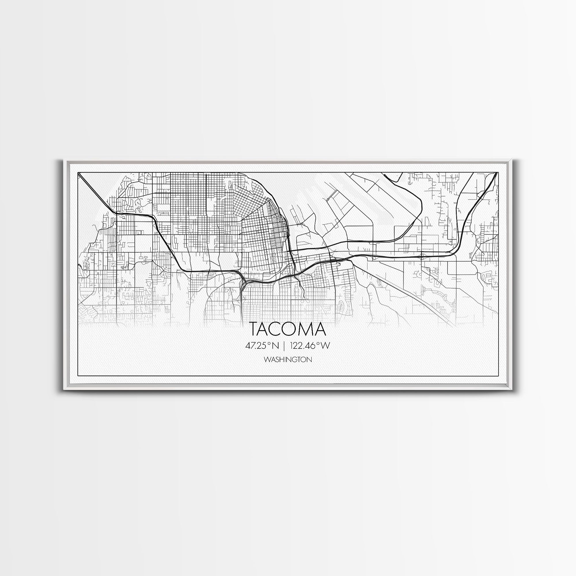 Tacoma City Map, Washington Art, Map Print, Modern Wall Art, Wall Art, Canvas Art, Gift For The Home, Farmhouse Wall Décor, City Wall Art