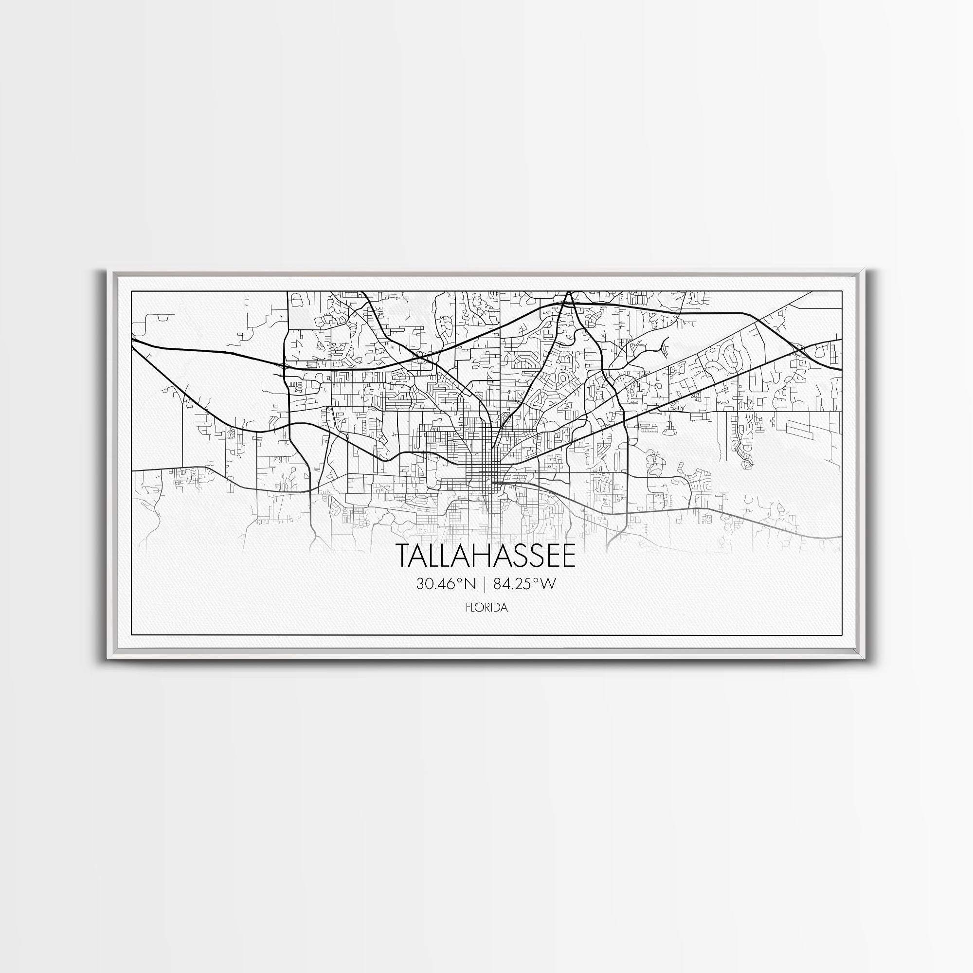 Tallahassee City Map, Florida Art, Map Print, Modern Wall Art, Wall Art, Canvas Art, Teen Boy Wall Art, Going Away Gift, Office Wall Décor