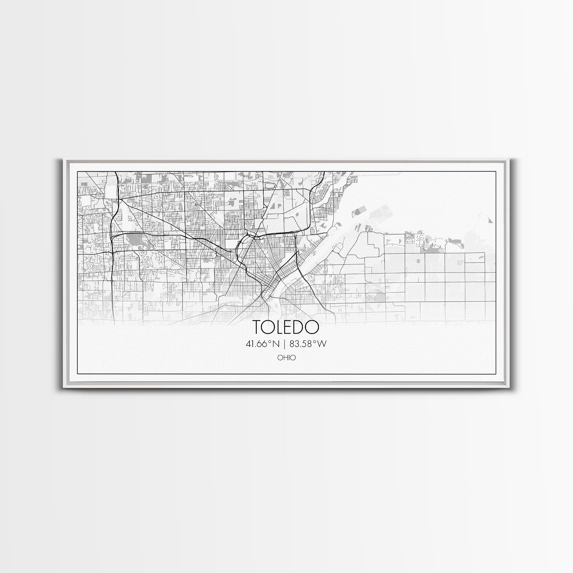 Toledo City Map, Ohio Art, Map Print, Modern Wall Art, Wall Art, Canvas Art, Bedroom Teen Girl Art, Gift For Realtor, Family Home Décor