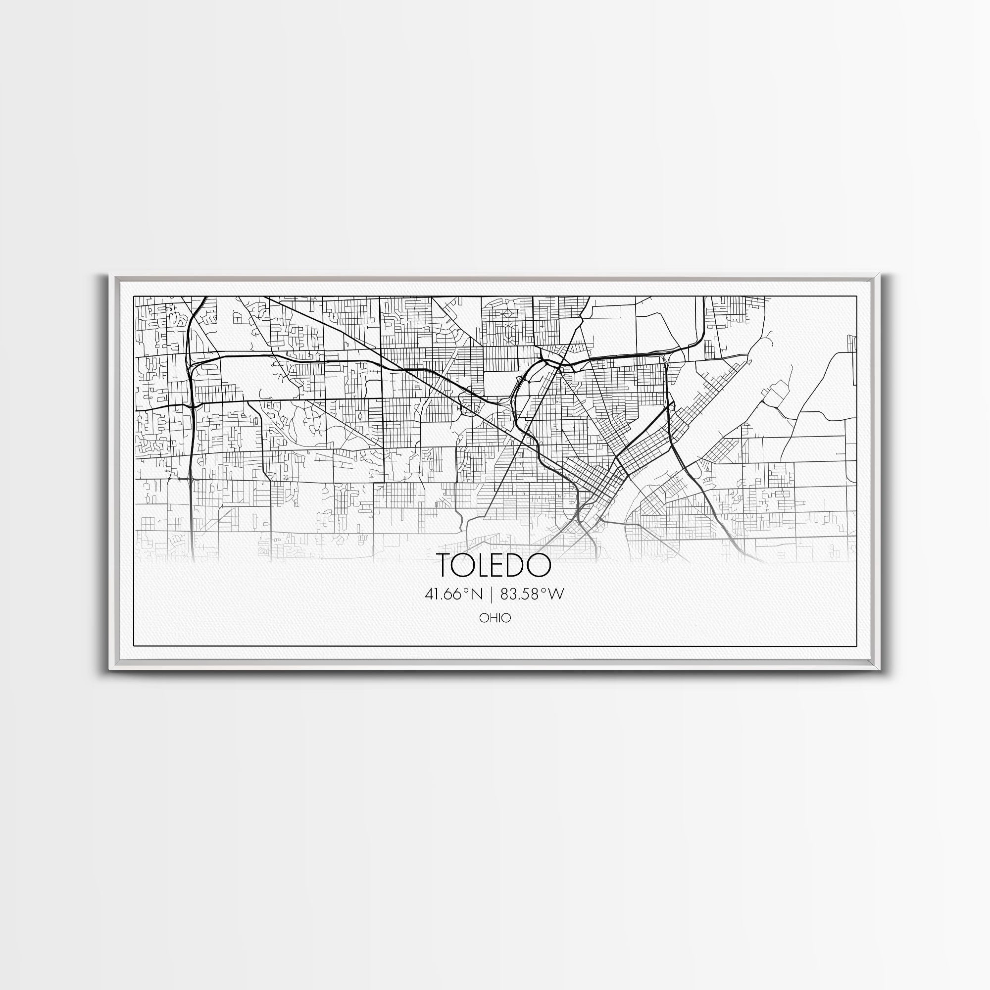 Toledo City Map, Ohio Art, Map Print, Modern Wall Art, Wall Art, Canvas Art, Landscape Art Print, Gift For Boss, Ranch House Décor