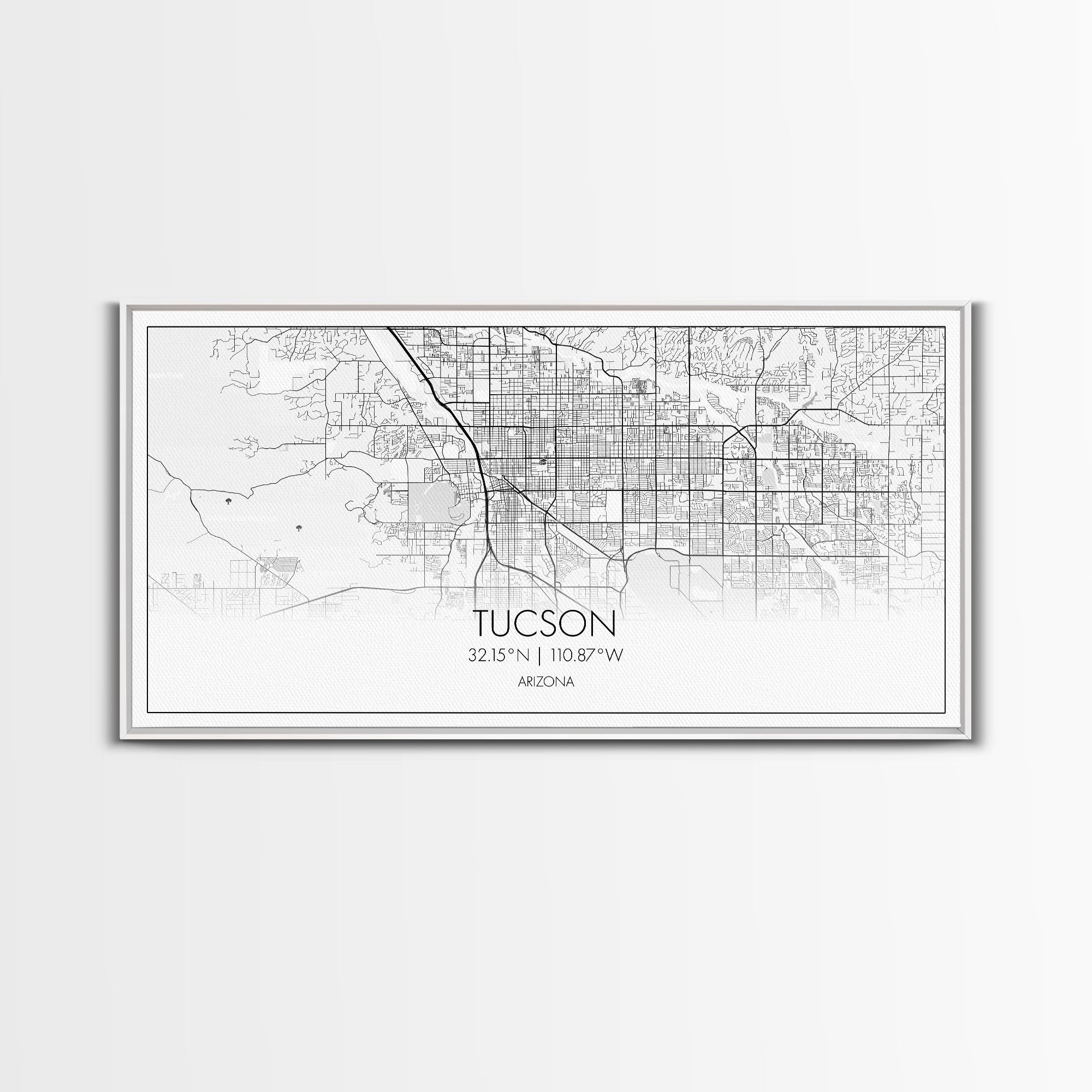 Tucson City Map, Arizona Art, Map Print, Modern Wall Art, Wall Art, Canvas Art, Bedroom Prints, Gift For Friend, Teen Boy Room Décor