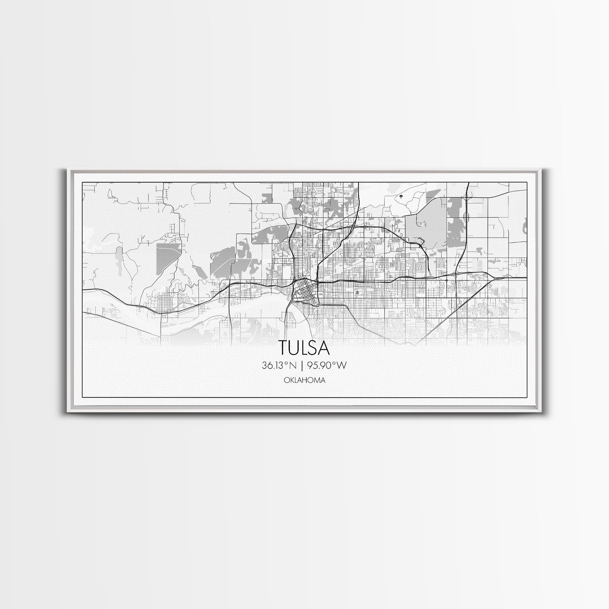 Tulsa City Map, Oklahoma Art, Map Print, Modern Wall Art, Wall Art, Canvas Art, Modern Office Art, Gift For Realtor, Home Décor Prints