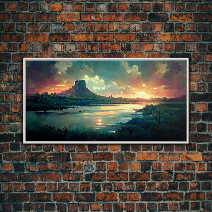 Vaporwave Sunset Canvas Print, beautiful landscape art, living room wall art