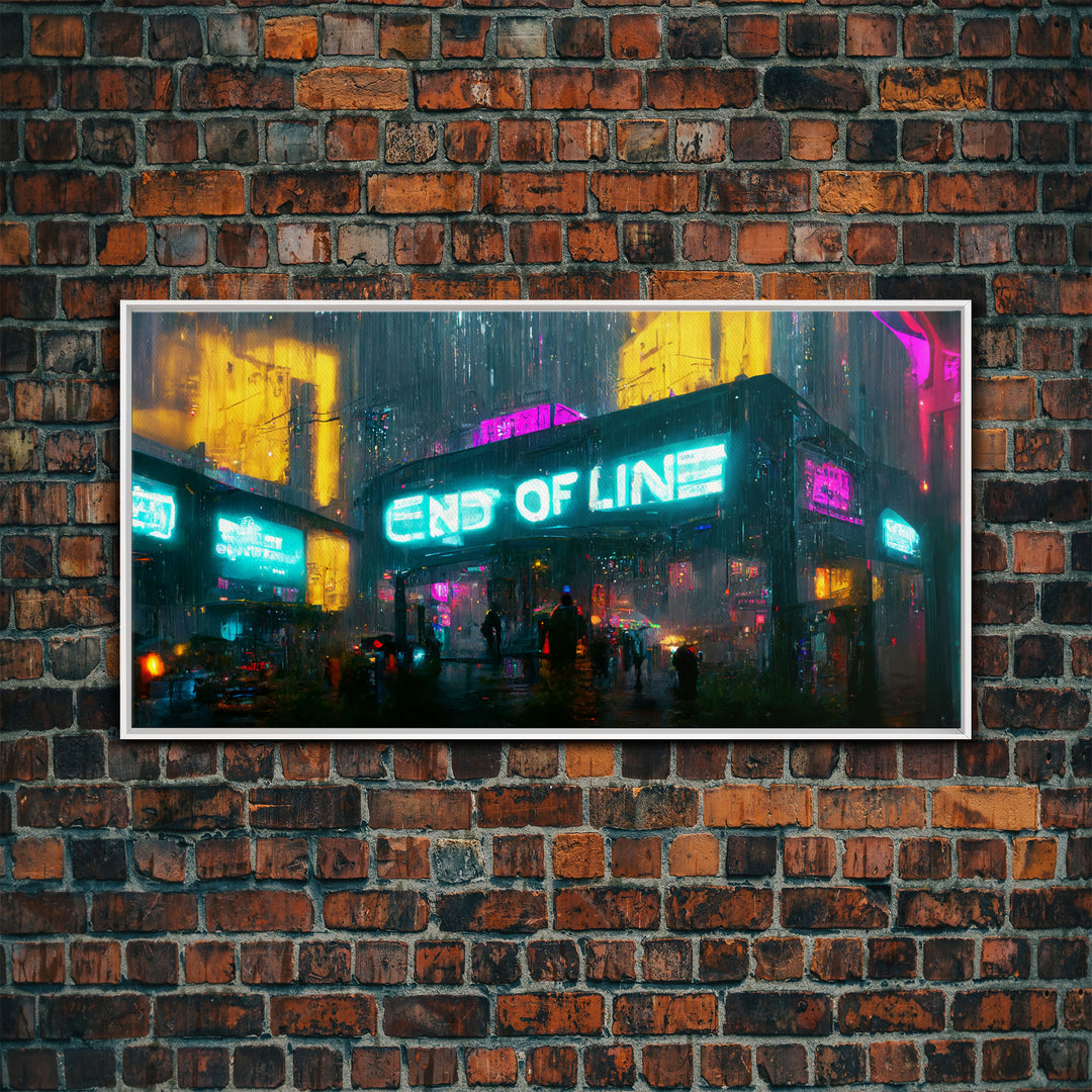 End Of Line, Cyberpunk Subway Art, Dystopian Cyber Punk City, Canvas Print, Bladerunner vibes art, cool wall art, night city