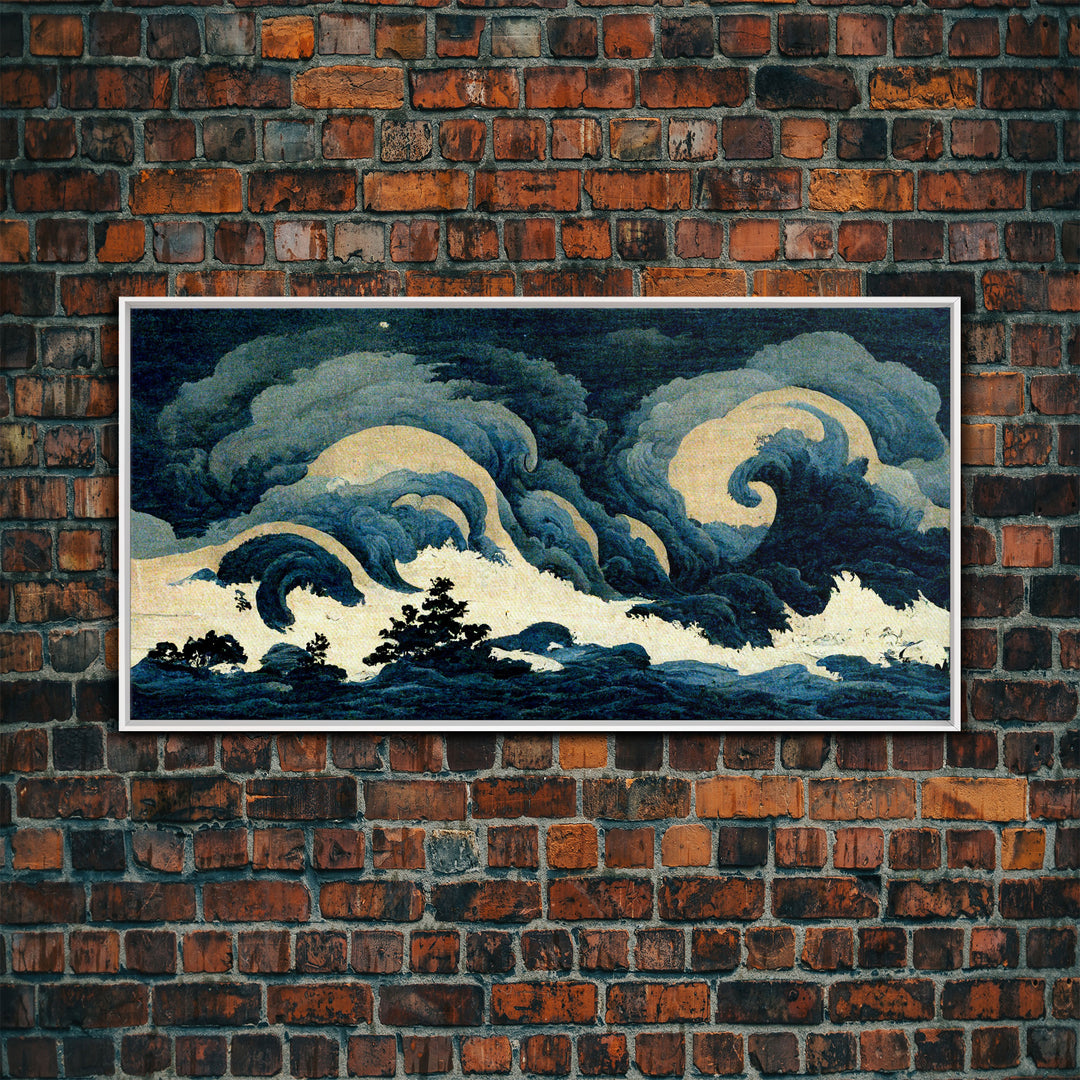 Japanese Style Wall Art, A Stormy Sea, Canvas Print, ready to hang wall art