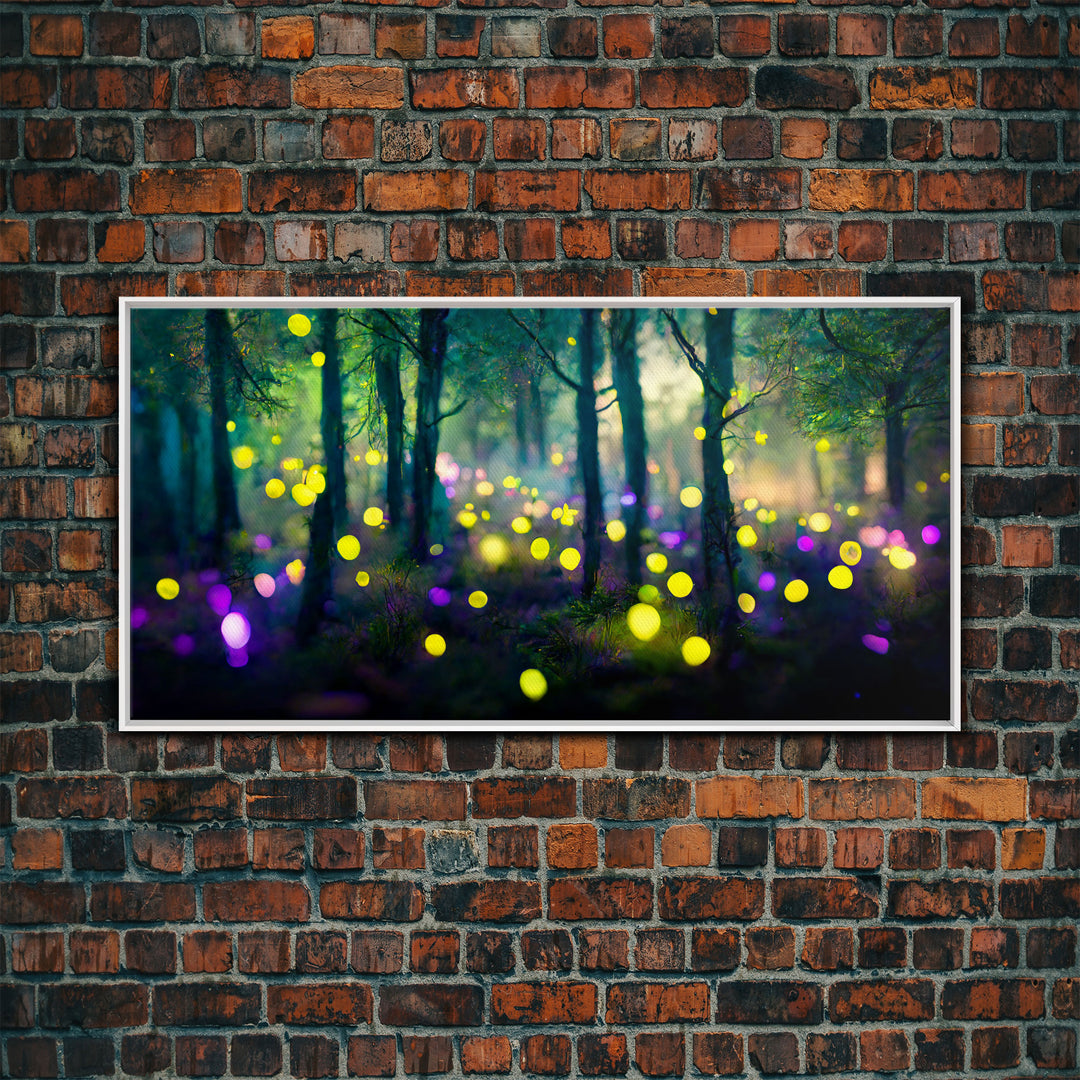 Magical forest with fairies canvas print, fantasy art, cool wall art, dorm art, ready to hang wall art