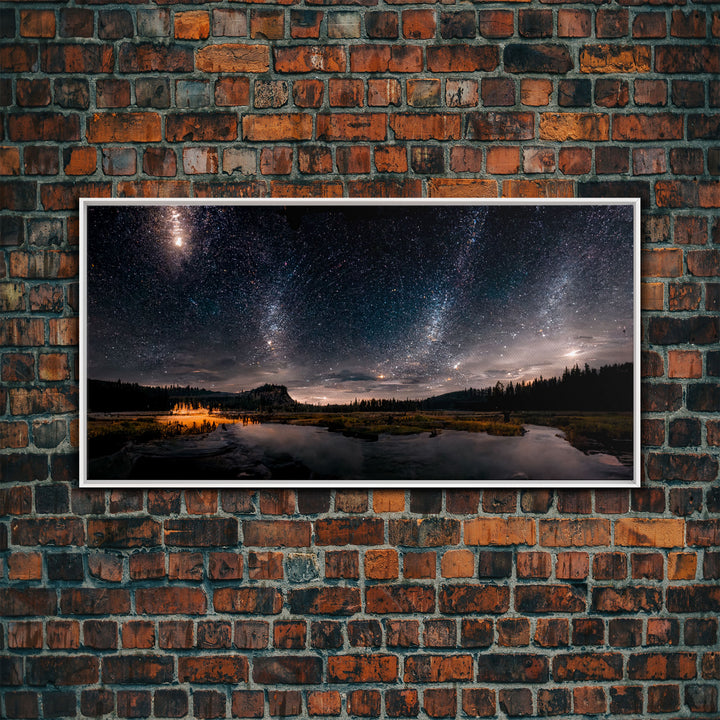 Stars Night Sky Galaxy River Lake Landscape Fine Art Print, Wall Art Print, Wall Décor, Wall Poster