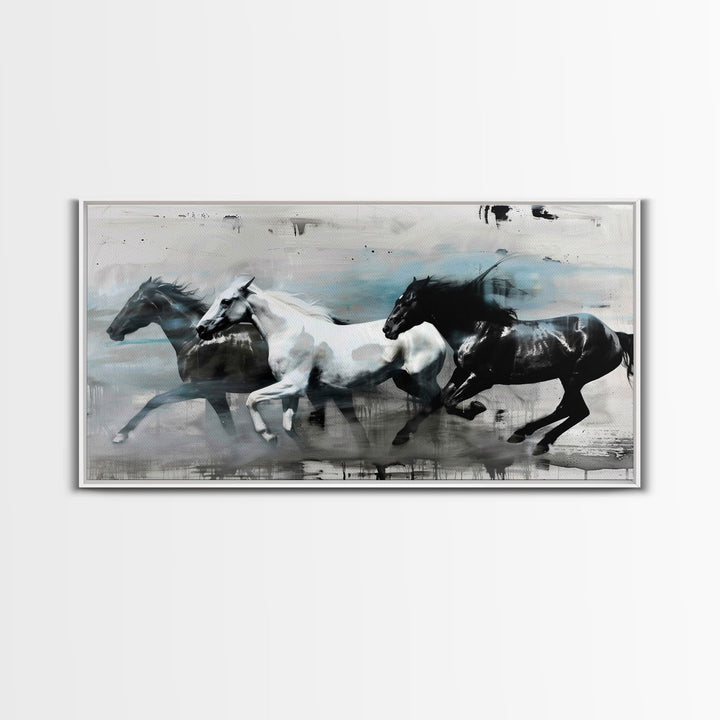 Stunning Trio of Horses Running in Field, Perfect for Living Room Art, Framed Canvas Print, Bedroom Decor, Home Decoration, Horse Lover Gift