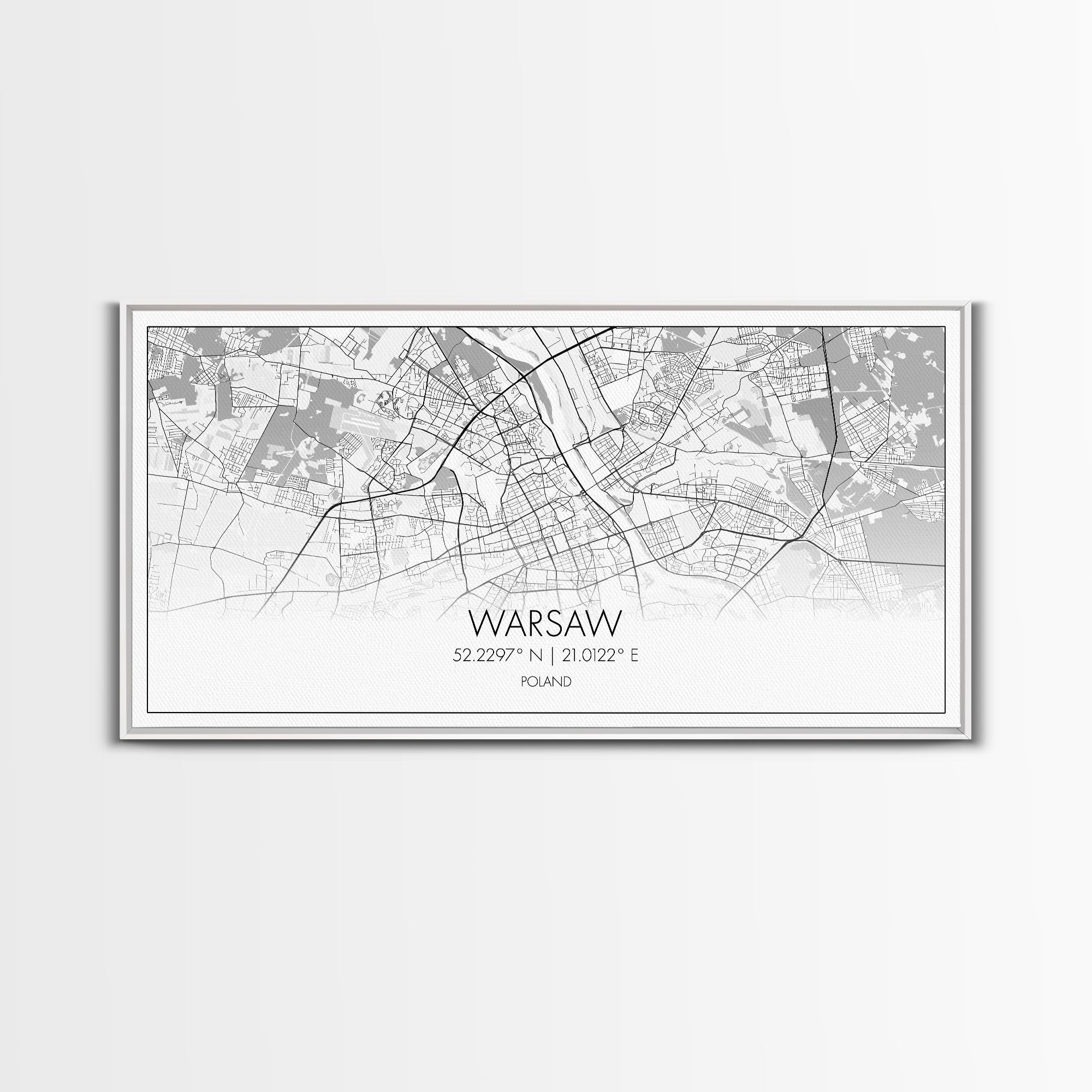 Warsaw City Map, Poland Art, Map Print, Modern Wall Art, Wall Art, Canvas Art, European wall Art, First Home Gift, Wall Décor, Office Prints