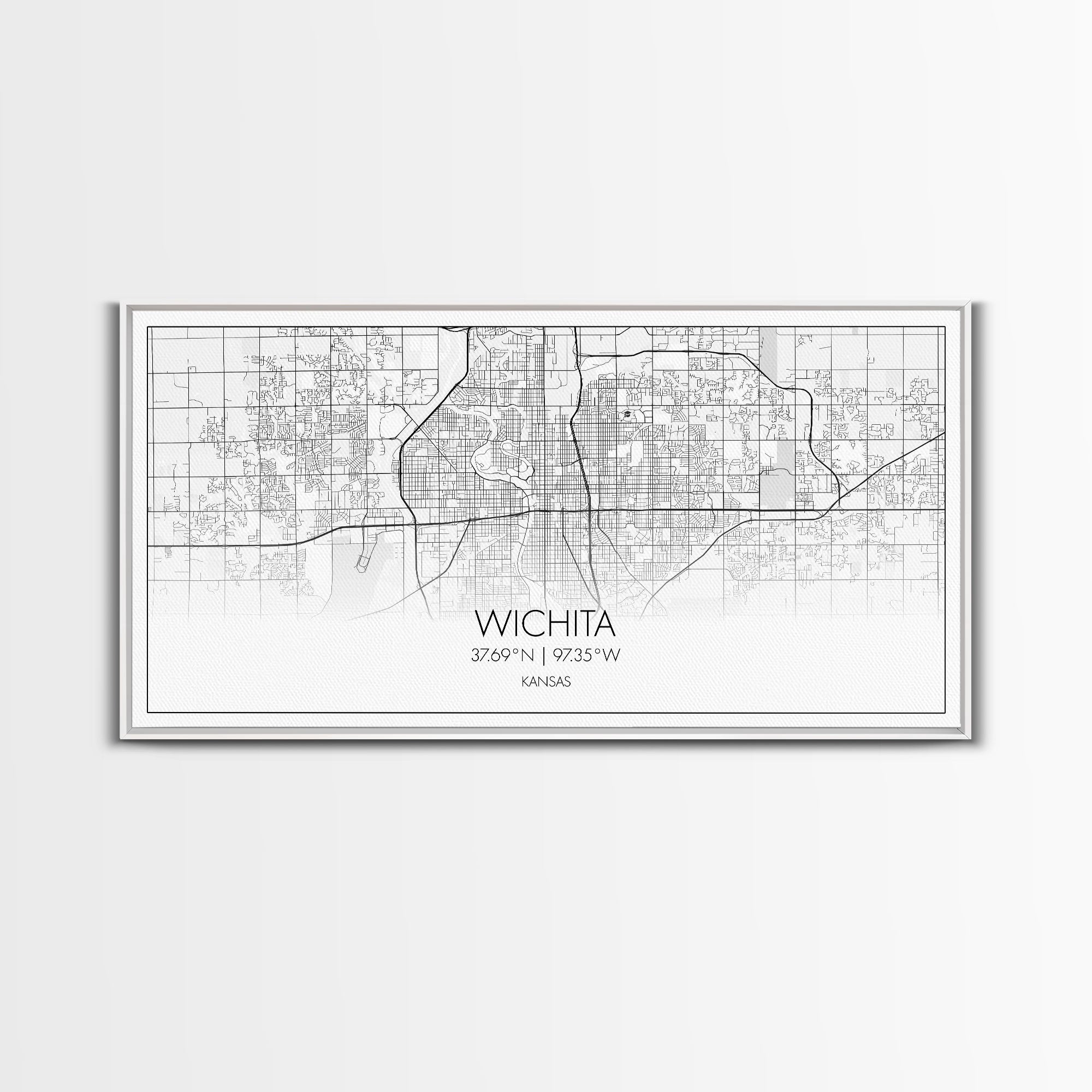 Wichita City Map, Kansas Art, Map Print, Modern Wall Art, Wall Art, Canvas Art, Best Friend Gifts, College Dorm Décor, Modern House Art