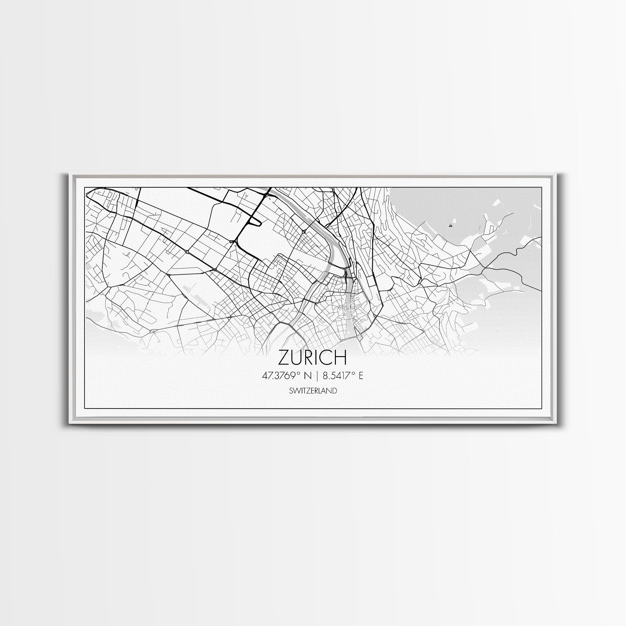 Zurich City Map, Switzerland Art, Map Print, Modern Wall Art, Wall Art, Canvas Art, Home Office Art, Newlywed Gift, Landscape Art Print