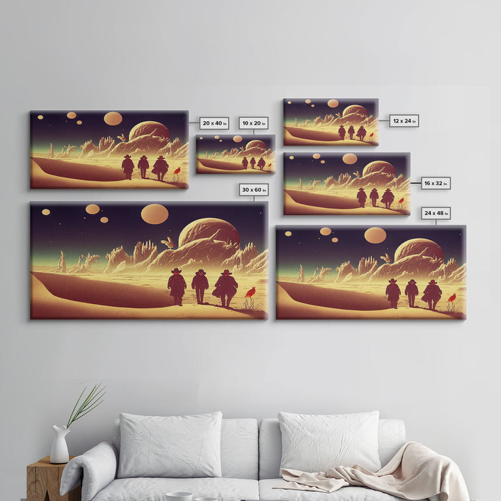 Space Cowboys, Psychedelic Scifi Art, Wall Decor, Ready To Hang Framed Canvas Print, Oversize Wall Art