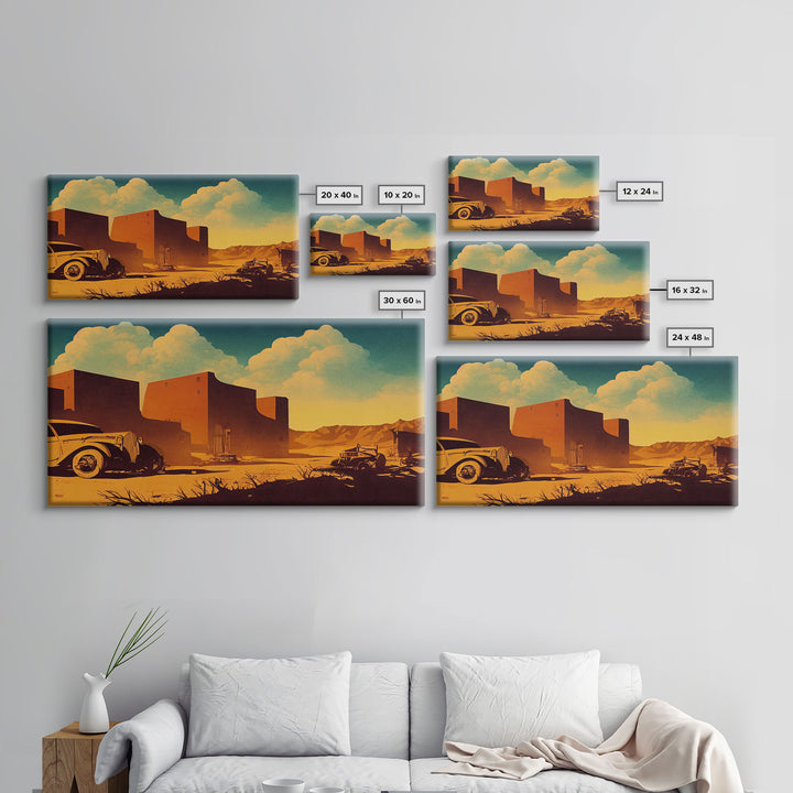 Abandoned Art, 1940s Abandoned pueblo style villa, Wall Decor, Ready To Hang Framed Canvas Print, Oversize Wall Art