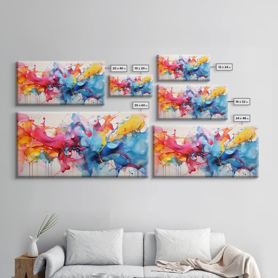 Set of 3 Alcohol Ink Wall Art, Color Explosion Framed Print Canvas Wall Art, Modern Abstract Alcohol Ink Painting Canvas Art for Living Room