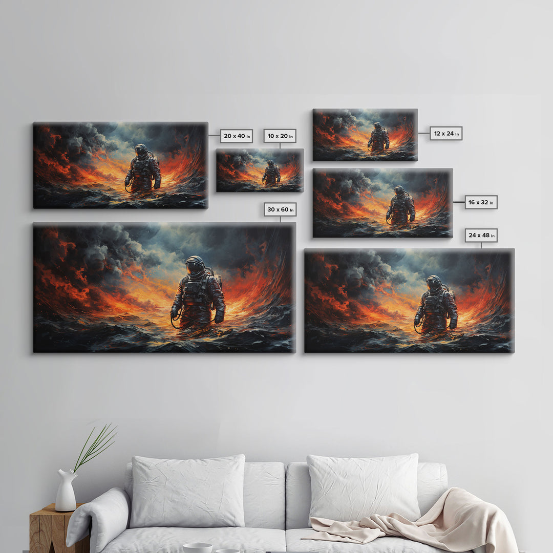 Framed Canvas Print - Marooned - Astronaut Stranded on an Alien Planet, Scifi Wall Art, Science Fiction, Dystopian Space Travel Art