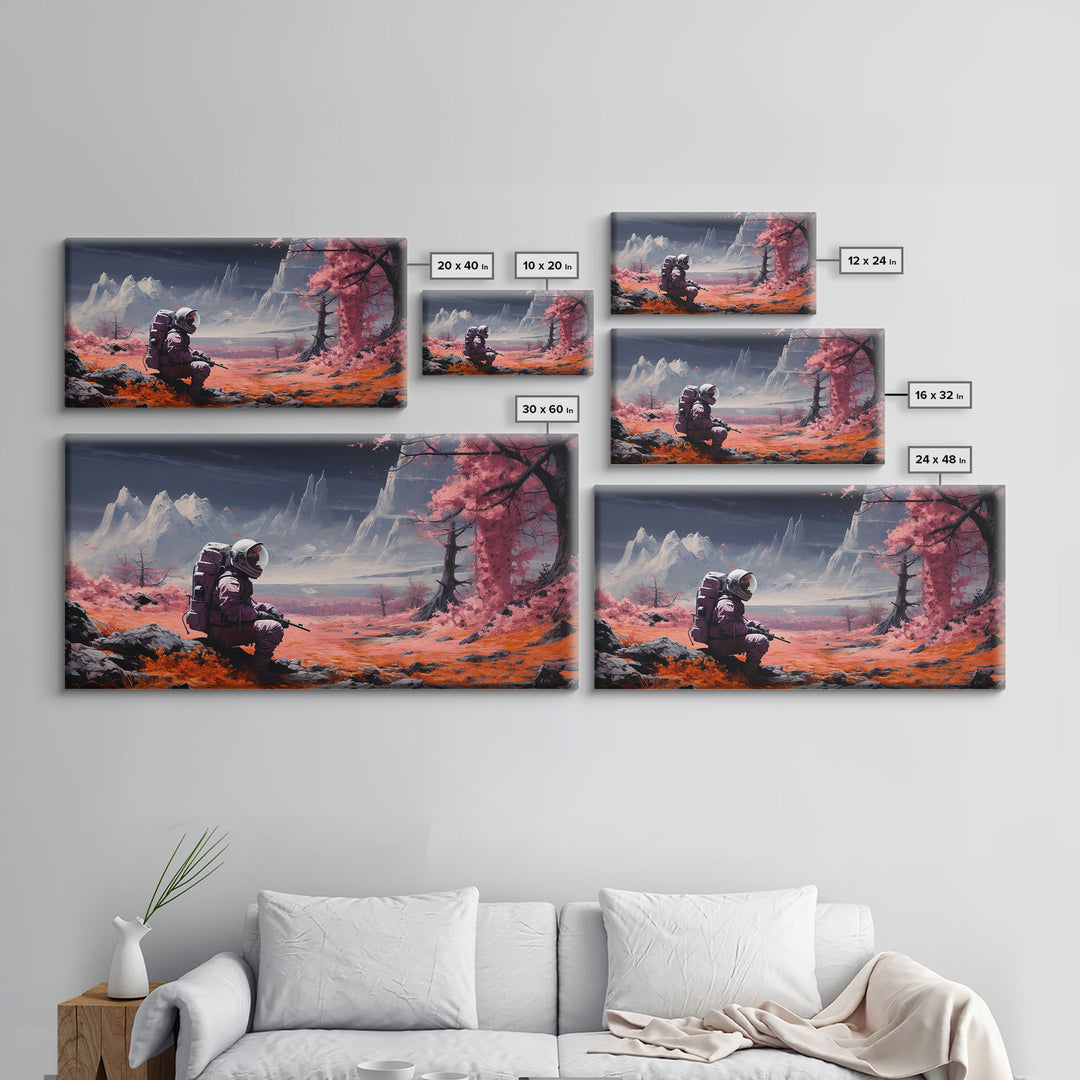 Framed Canvas Print - Stranded - Astronaut Stranded on an Alien Planet, Scifi Wall Art, Science Fiction, Dystopian Space Travel Art