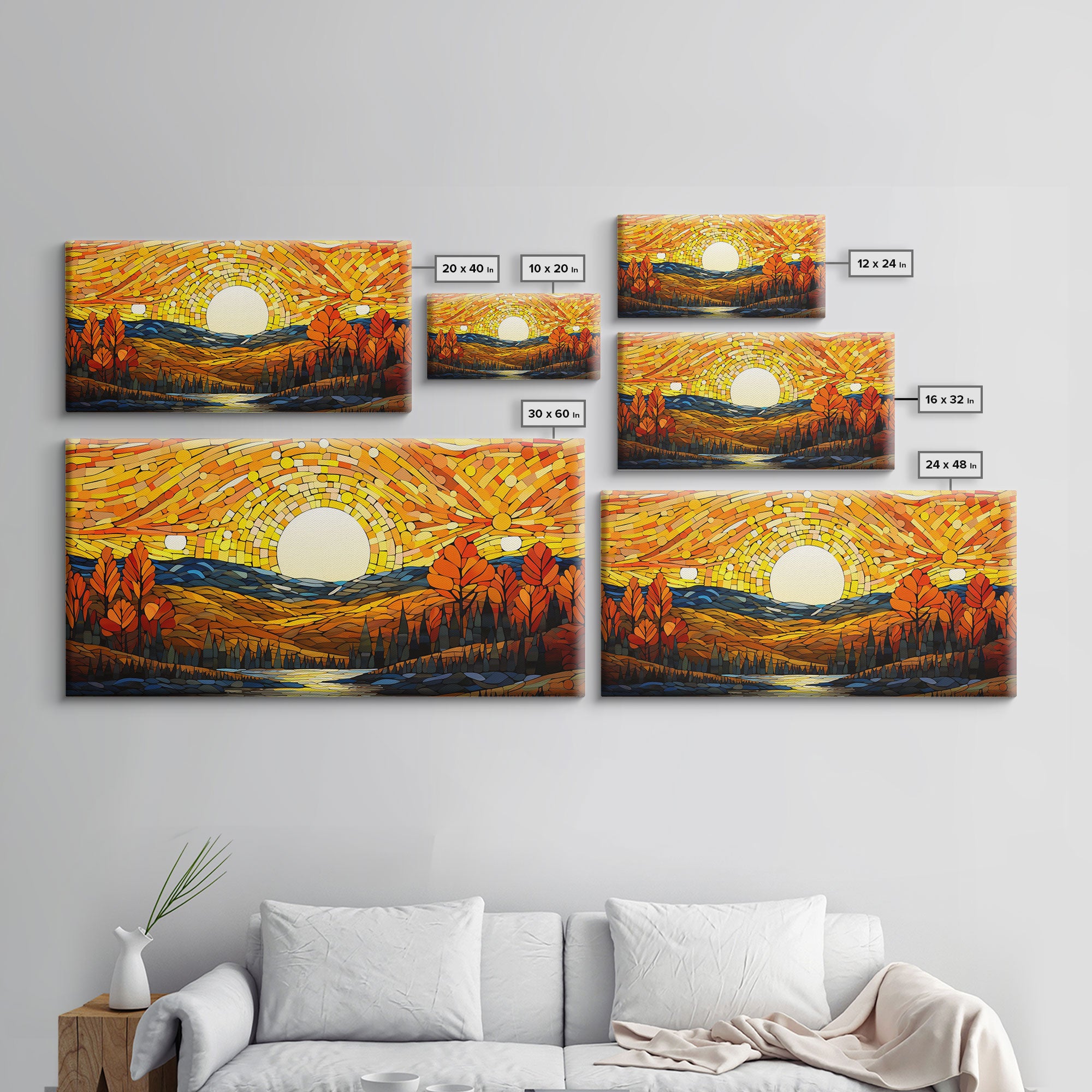 Abstract Nature Fall Wall Art, Fall Home Decor, Autumn Wall Art, Fall Leaves, Farmhouse Fall Decor, Canvas Wall Art, Panoramic Art