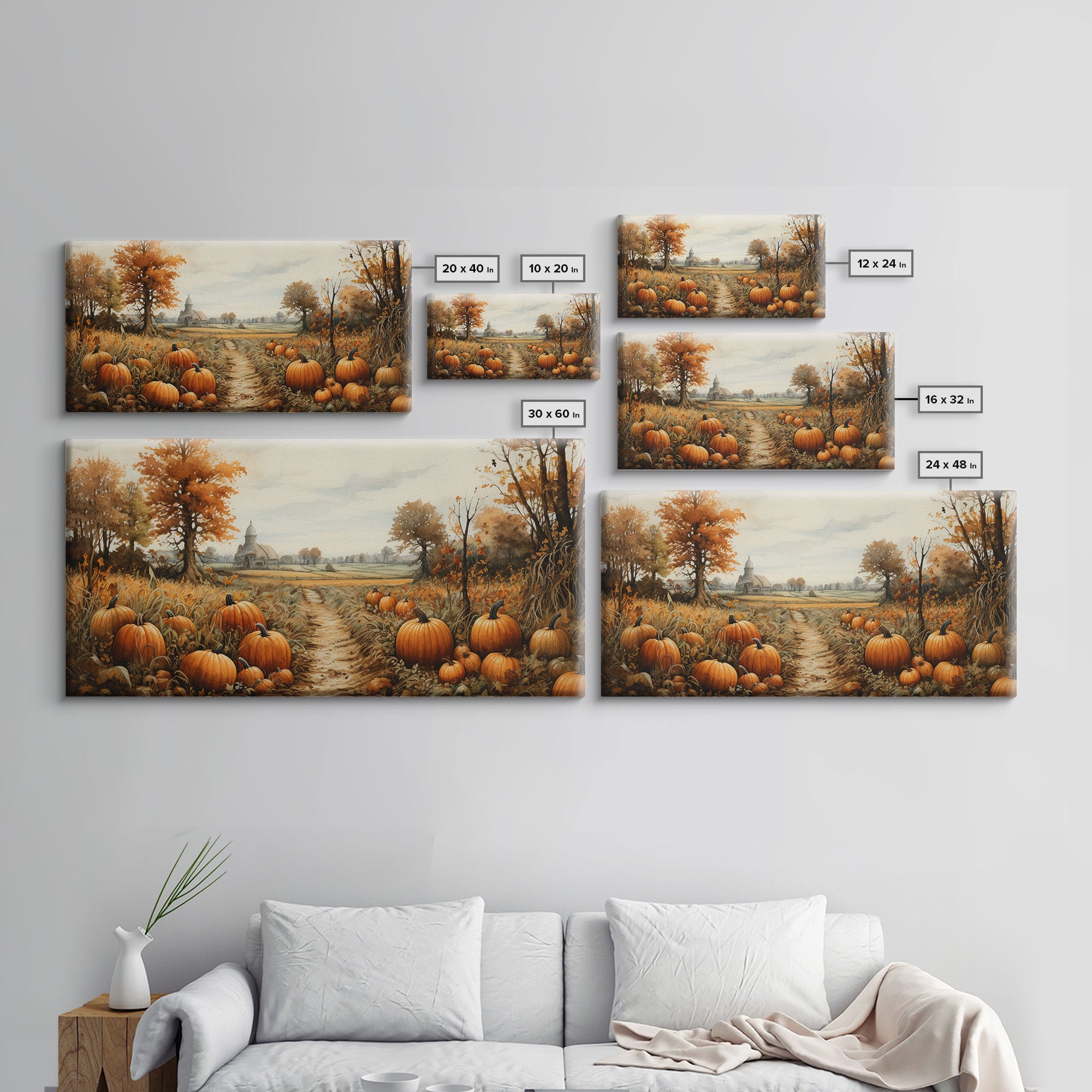 Pumpkin Decor, Nature Wall Art, Fall Wall Art, Canvas Print, Wall Hanging, Panoramic Art, Rustic Wall Art, Office Decor, Teacher Gift