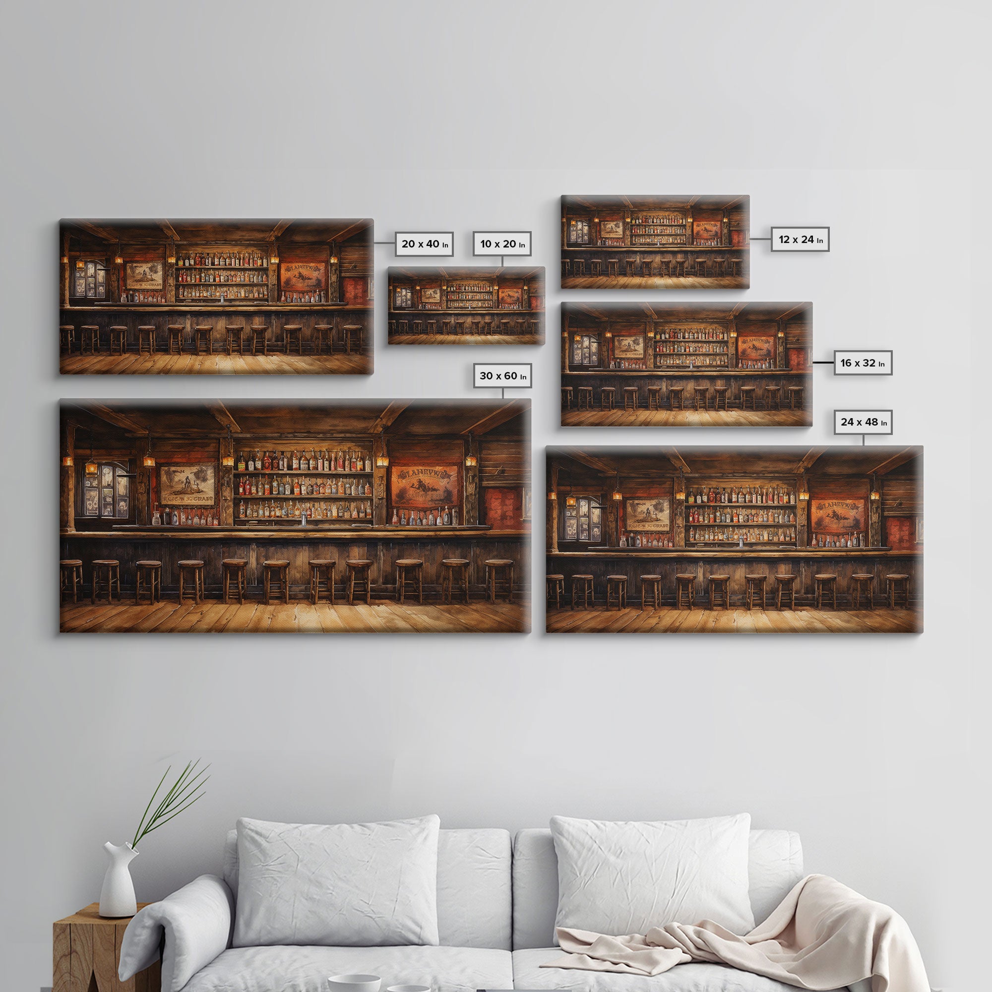 Prohibition Wall Art, Saloon Wall Art, Western Art, Canvas Print, Wall Hanging, Panoramic Art, Bar Decor, Congratulations Gift, Ranch Decor