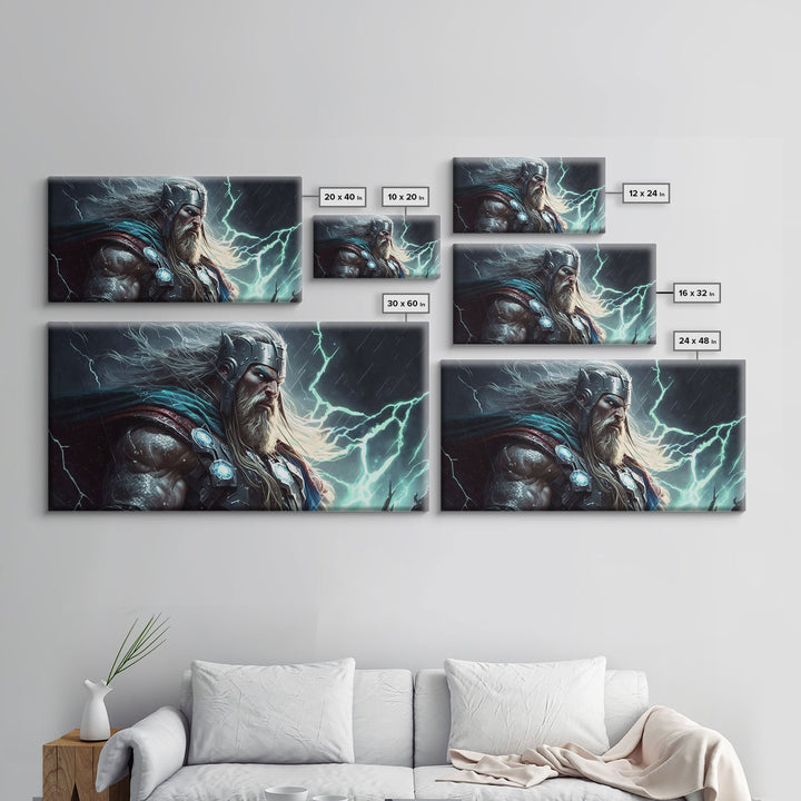 Thor God of Thunder, Framed Canvas Print, Norse Mythology Art,  Fantasy Art