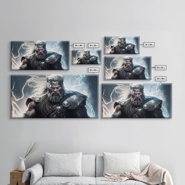 Thor Art, God of Thunder, Framed Canvas Print, Norse Mythology Art,  Fantasy Art