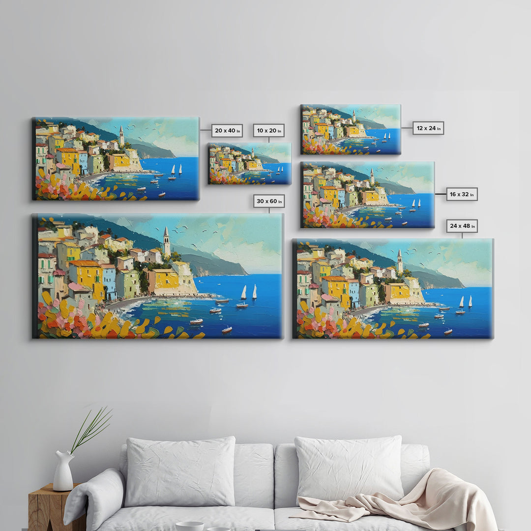 Positano Canvas Print Art, Framed Art, Amalfi Coast, Seascape Painting, Impressionist Art, Living Room Decor, Large Wall Art, Gift Ideas